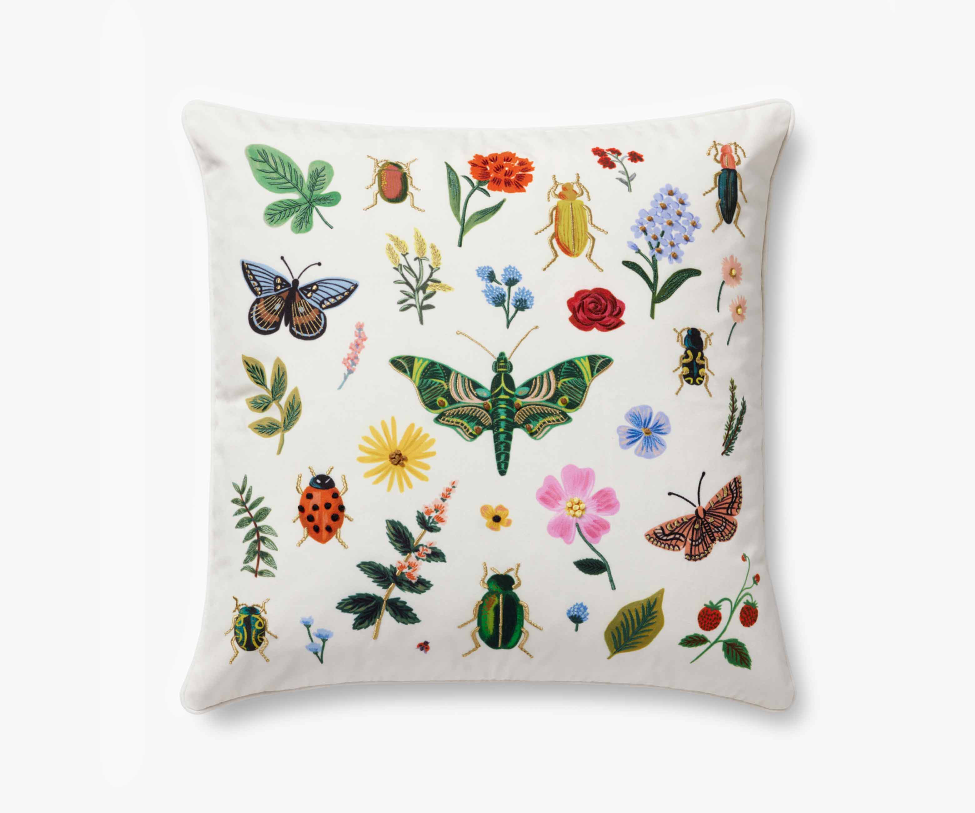 Curio Embroidered Pillow - White