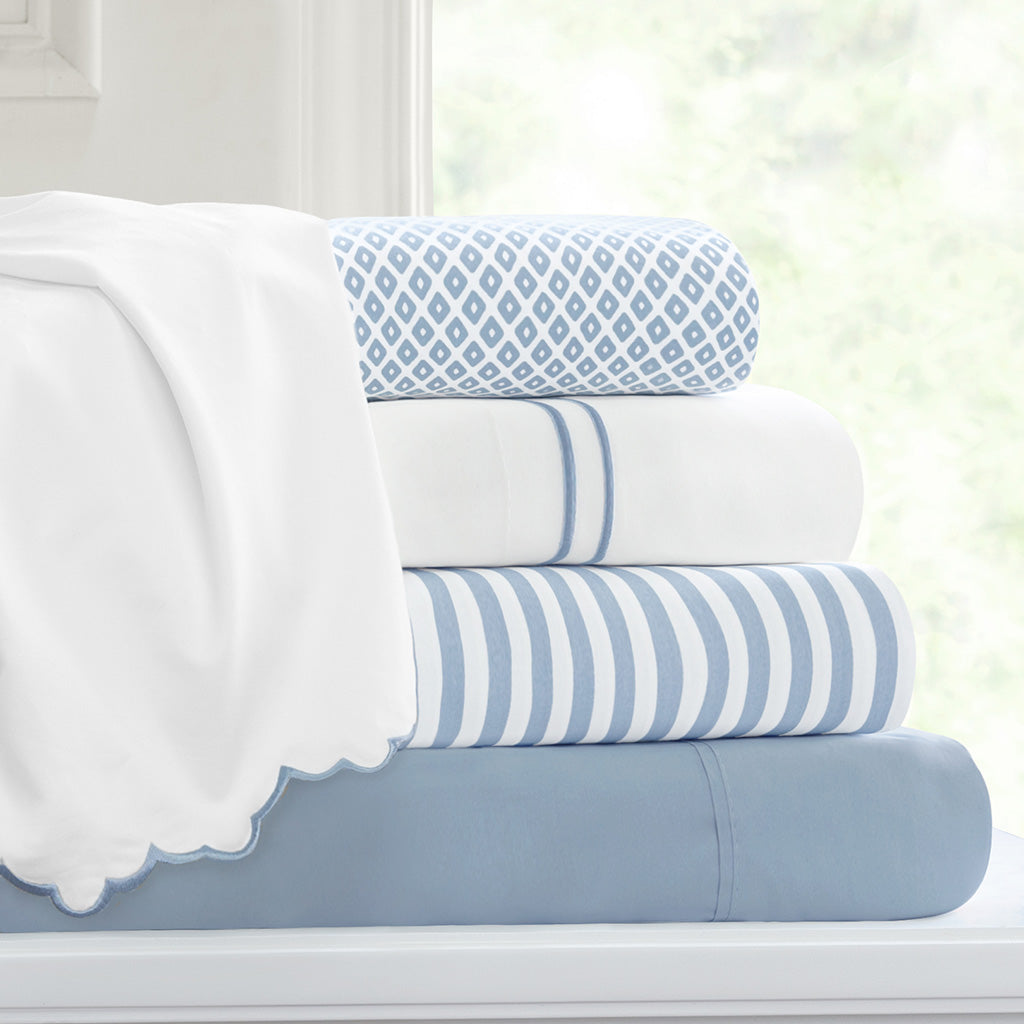 French Blue Diamonds Fitted Sheet