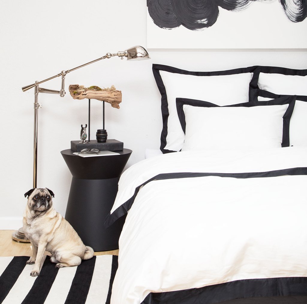 Black Linden Border Duvet Cover