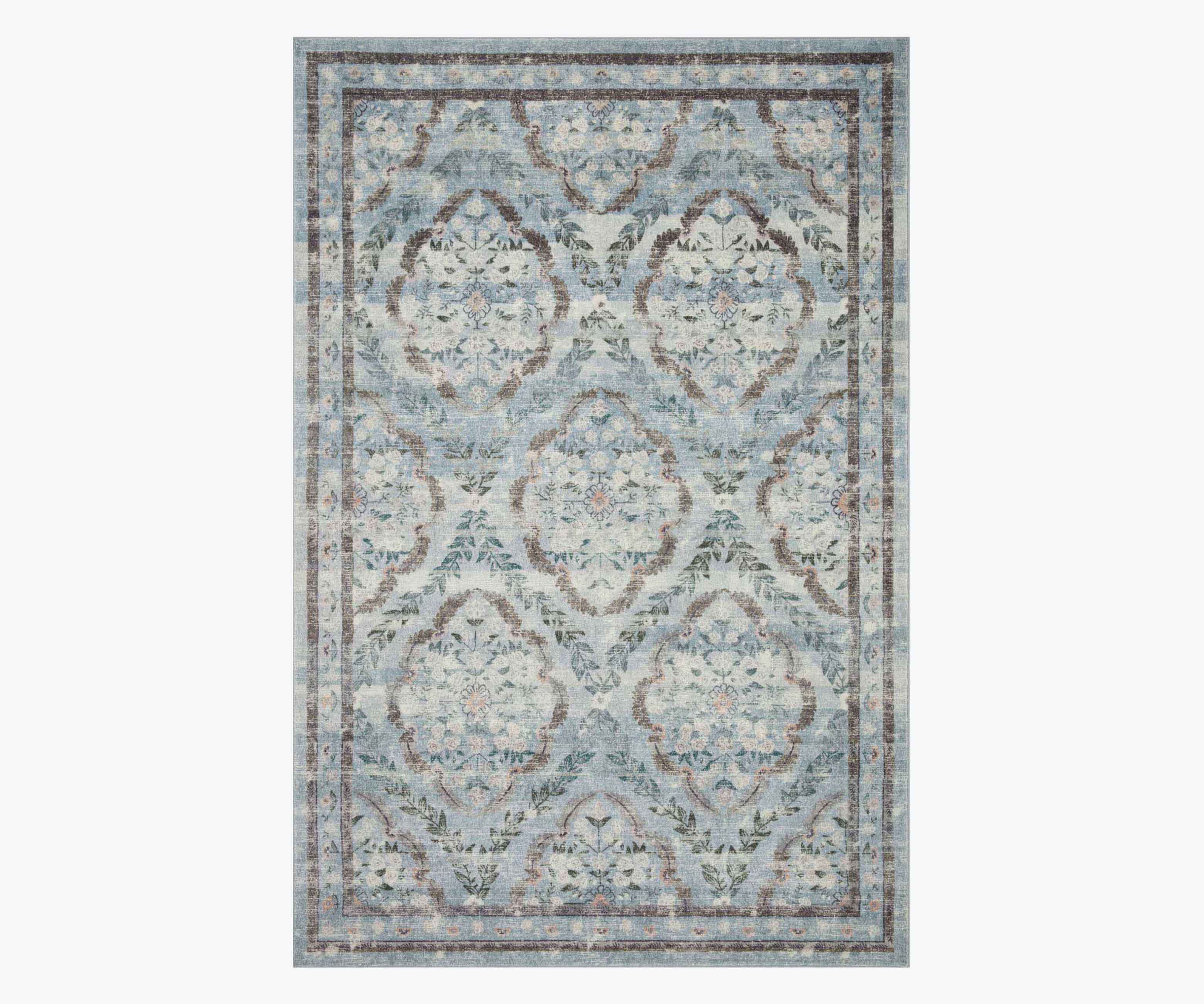 Courtyard Chateau Printed Rug - Blue