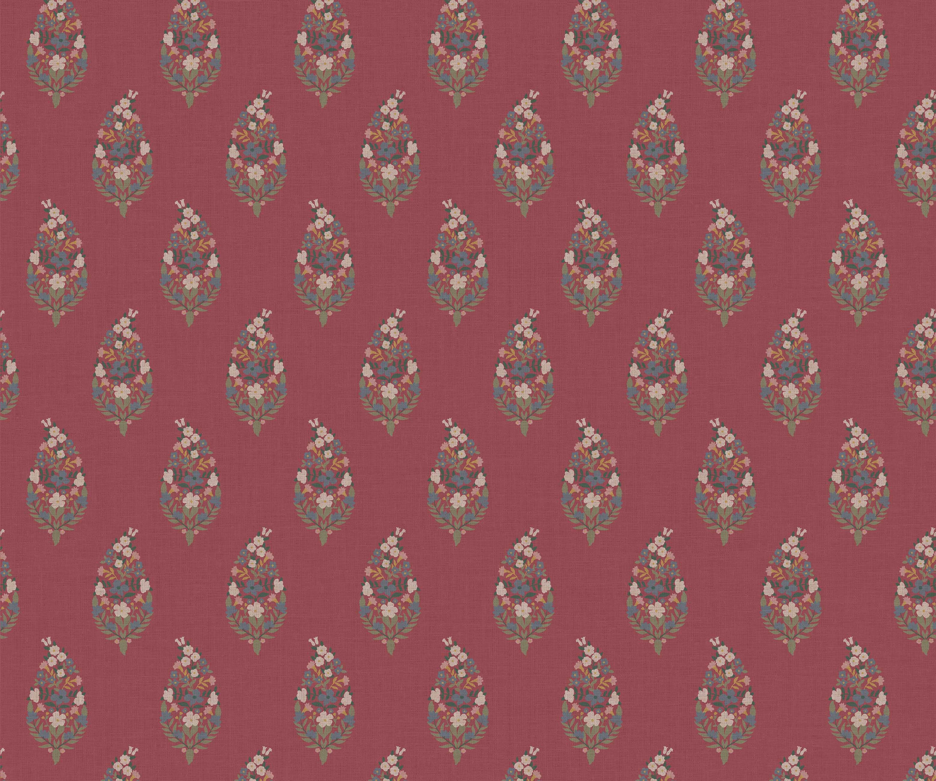 Paisley Wallpaper - Burgundy