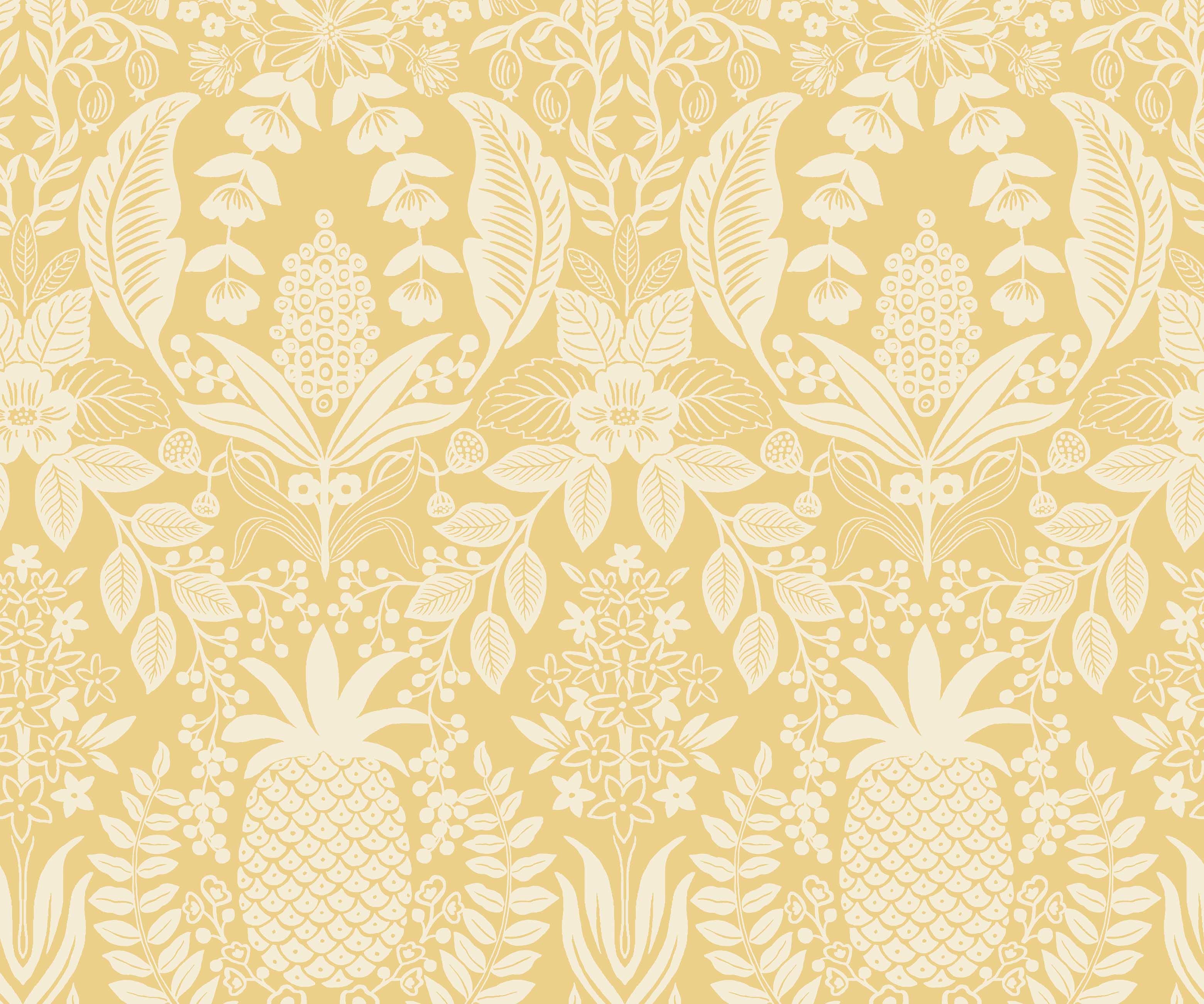 Pineapple Damask Wallpaper - Yellow