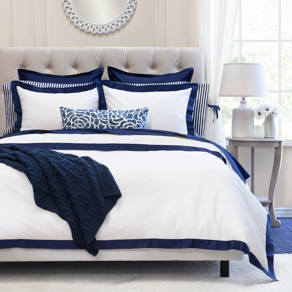 Navy Blue Linden Border Euro Sham