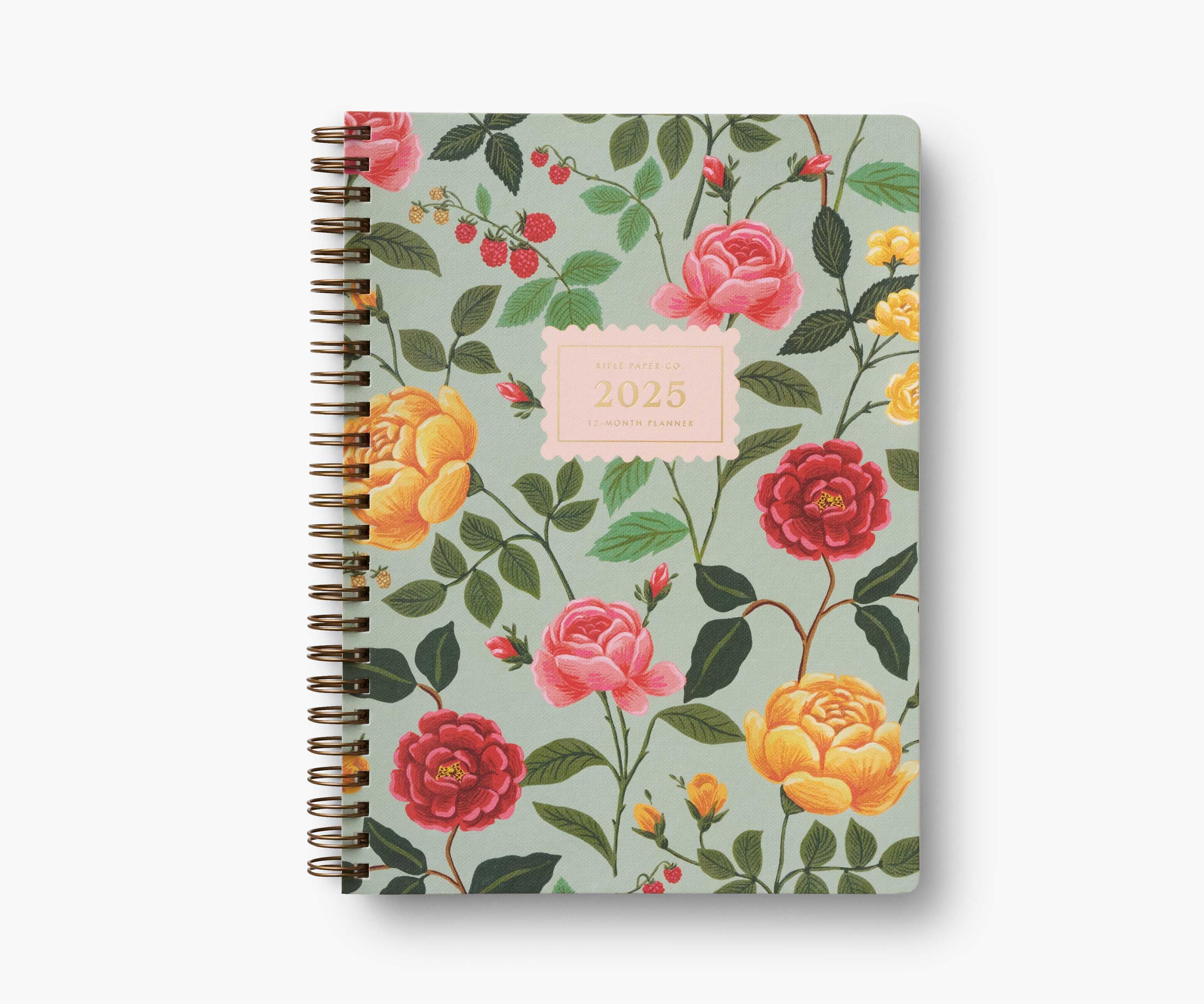 2025 12-Month Softcover Spiral Planner - Roses