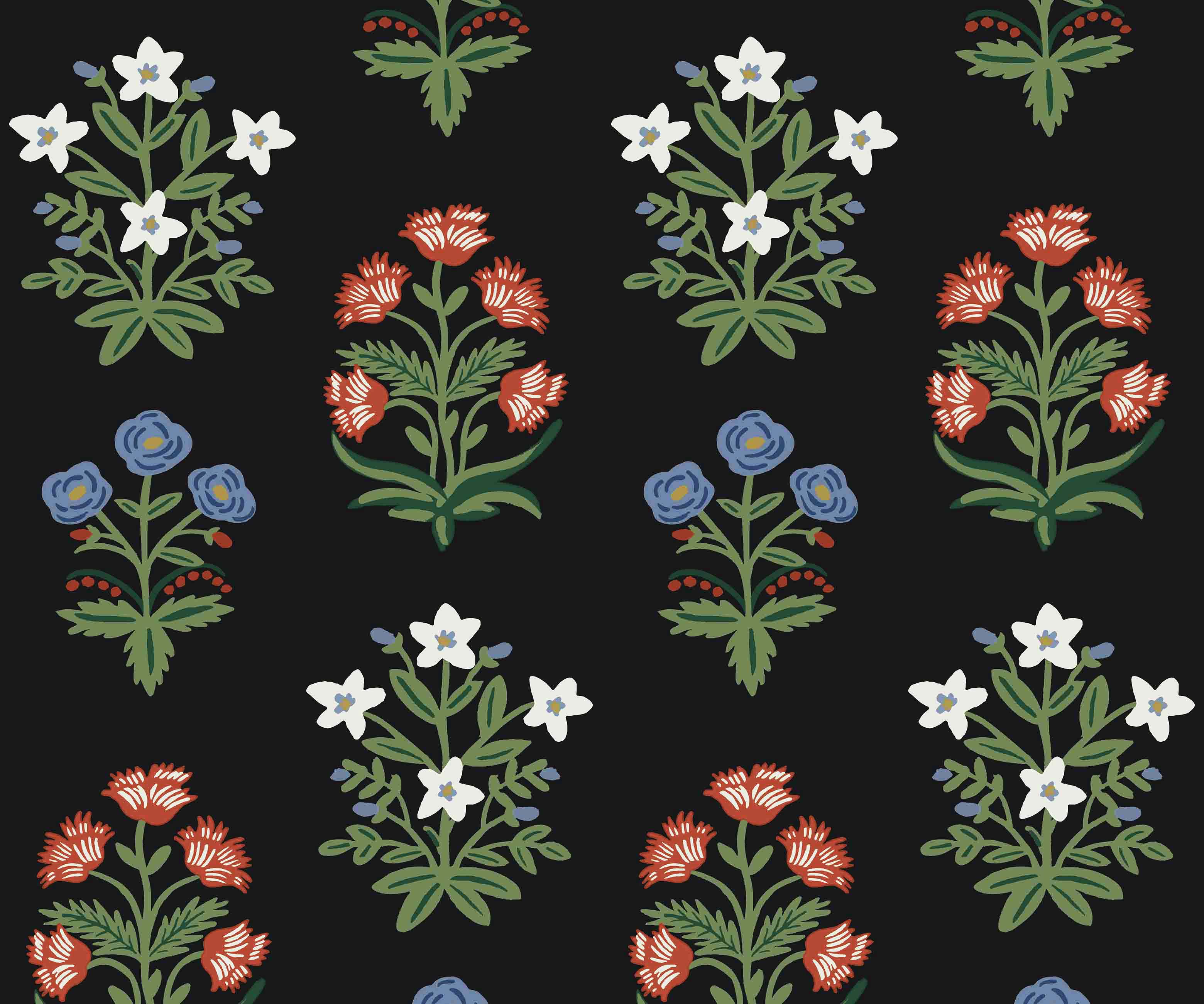 Mughal Rose Wallpaper - Black