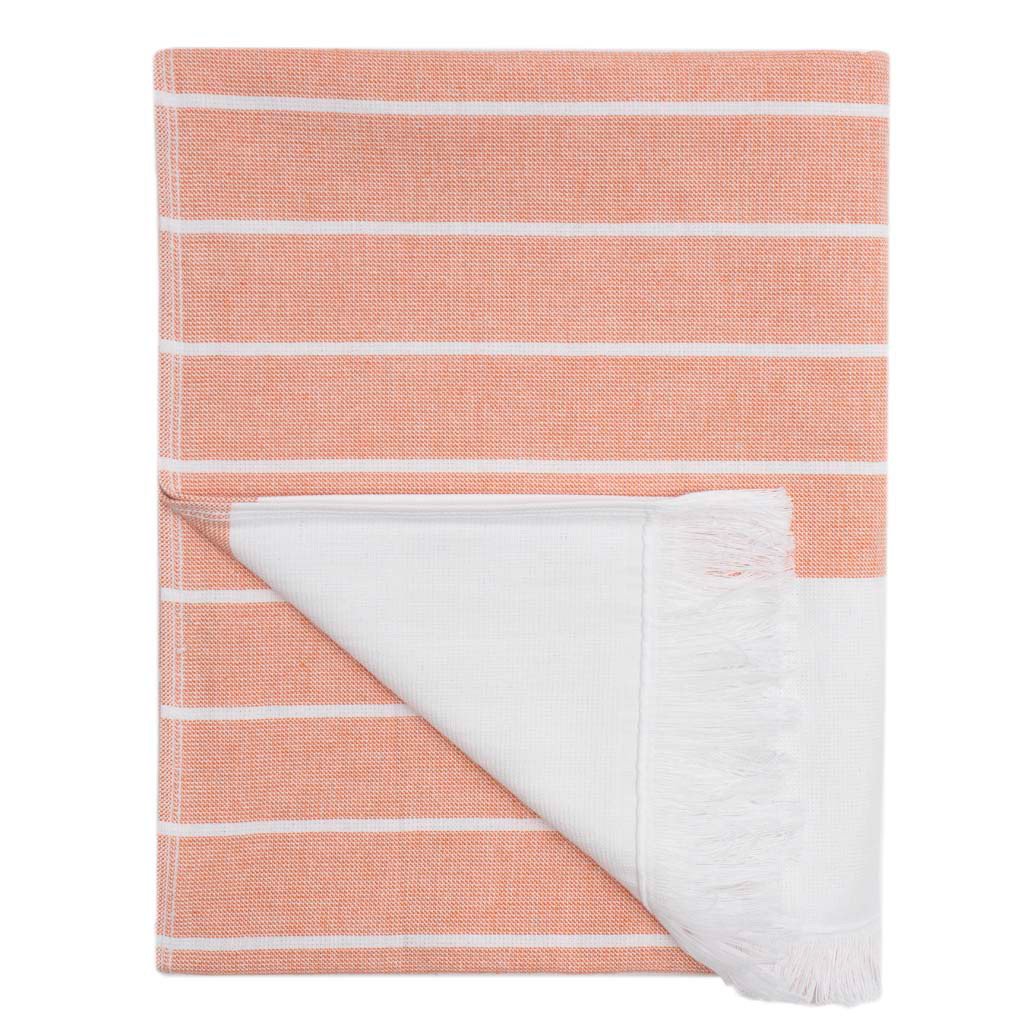 Coral Stripe Fouta Bath Sheet Two Pack