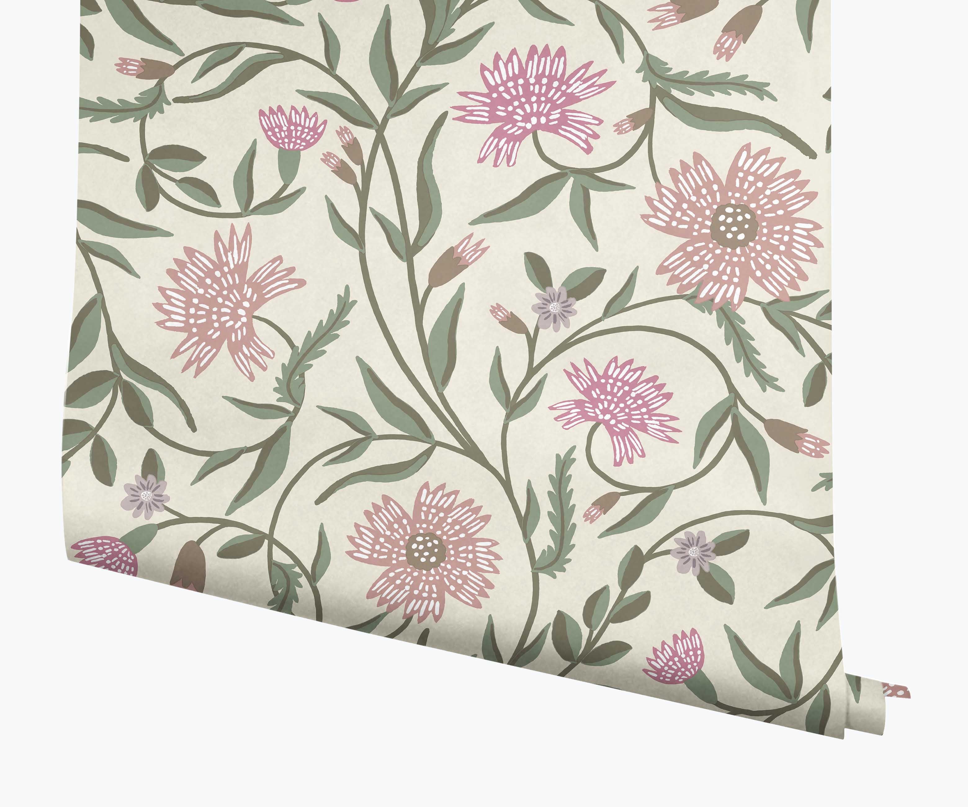 Aster Wallpaper - Linen & Rose