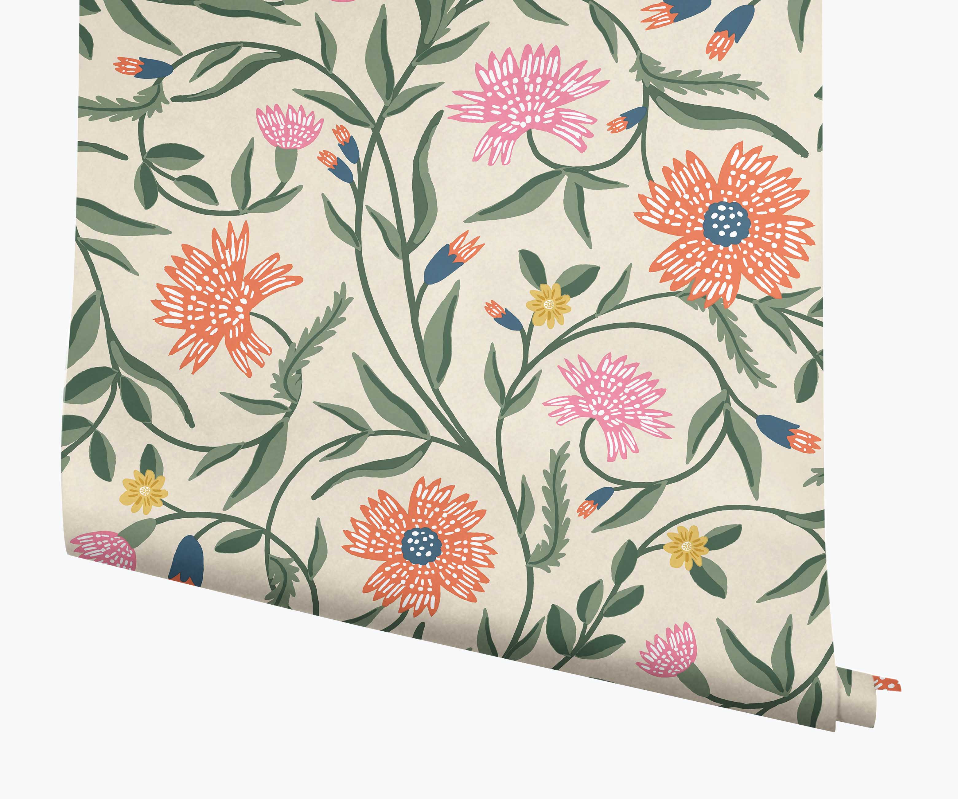 Aster Wallpaper - Linen & Coral