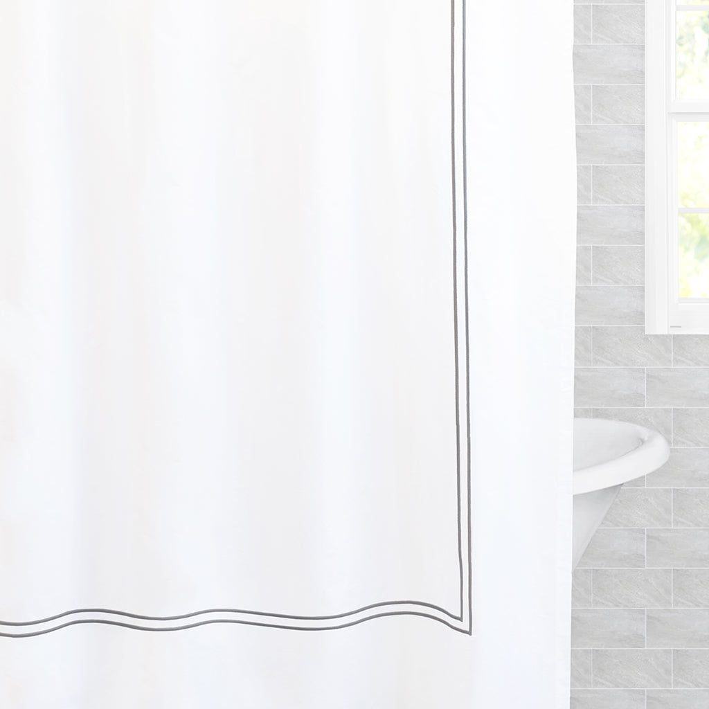 The Lines Embroidered Shower Curtain