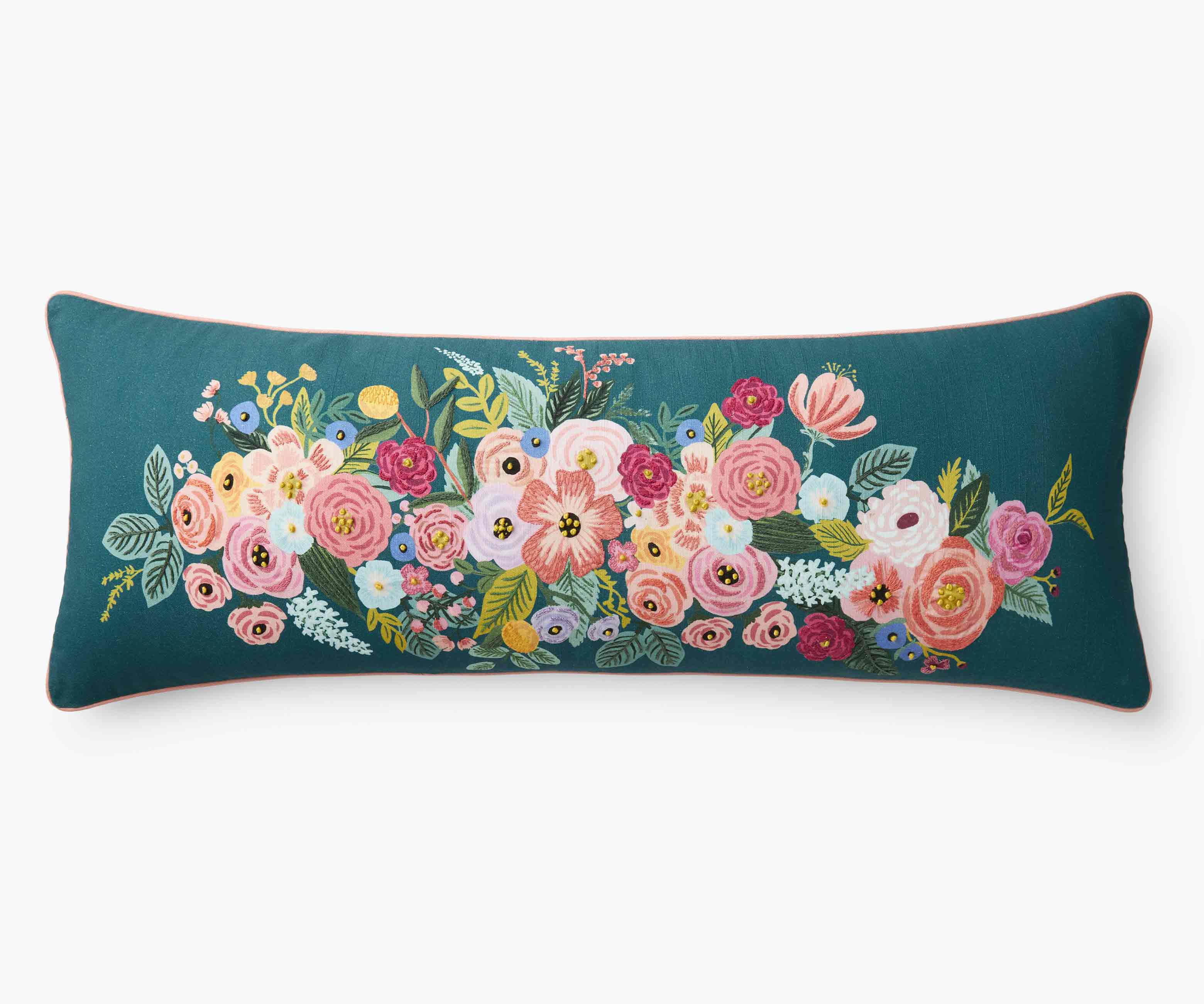 Embroidered Lumbar Pillow Cover - Garden Party