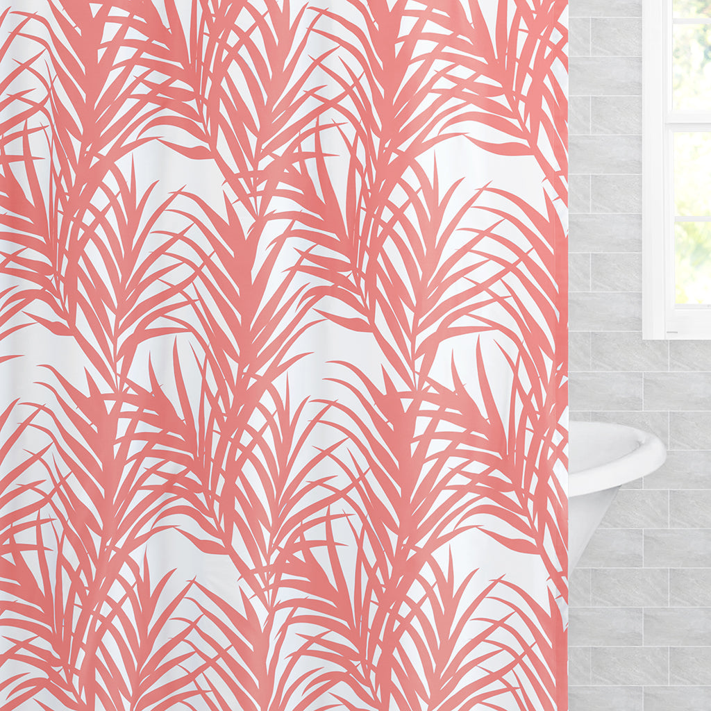 Coral Palm Shower Curtain