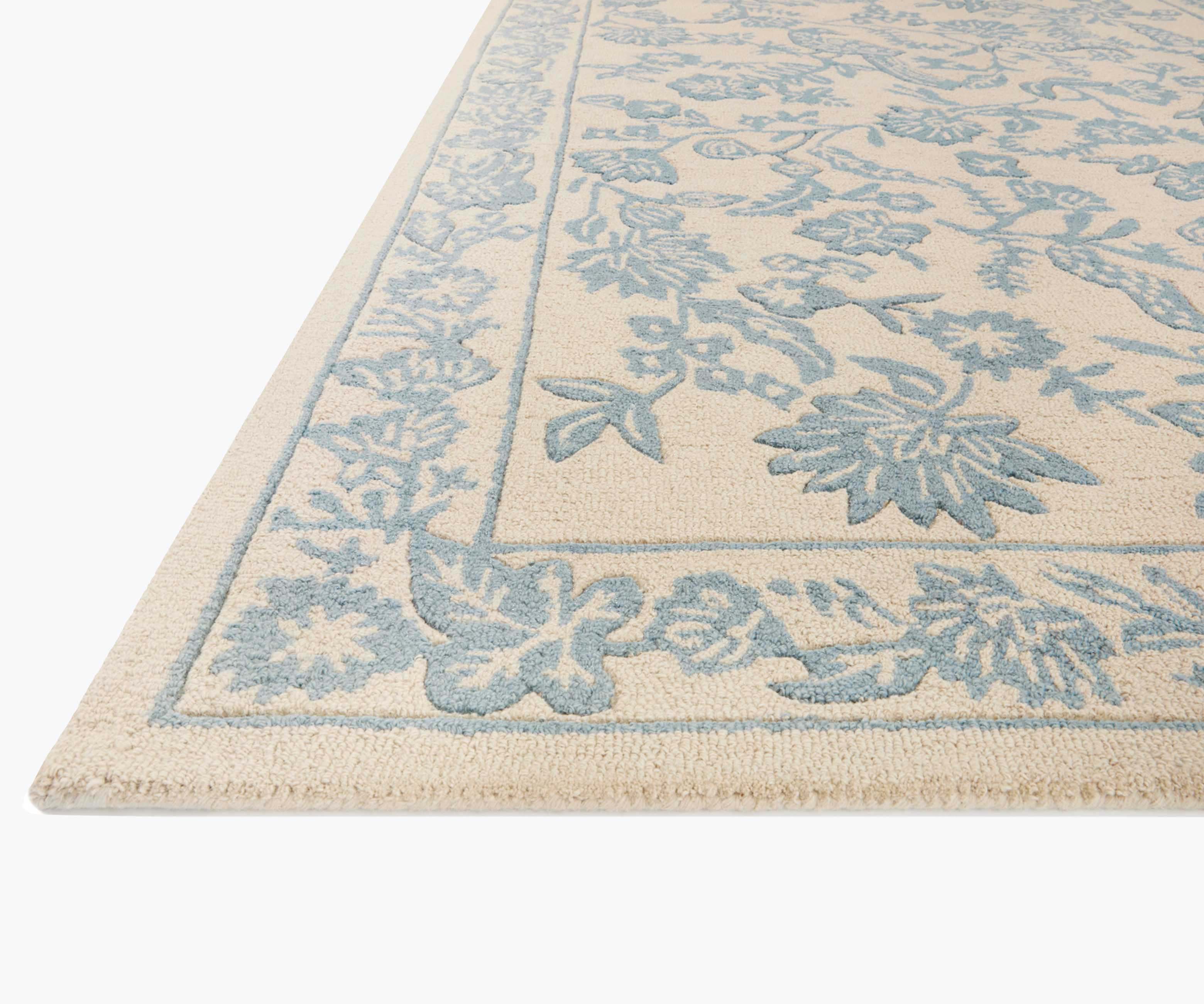 Arboretum Aviary Wool-Hooked Rug - Periwinkle