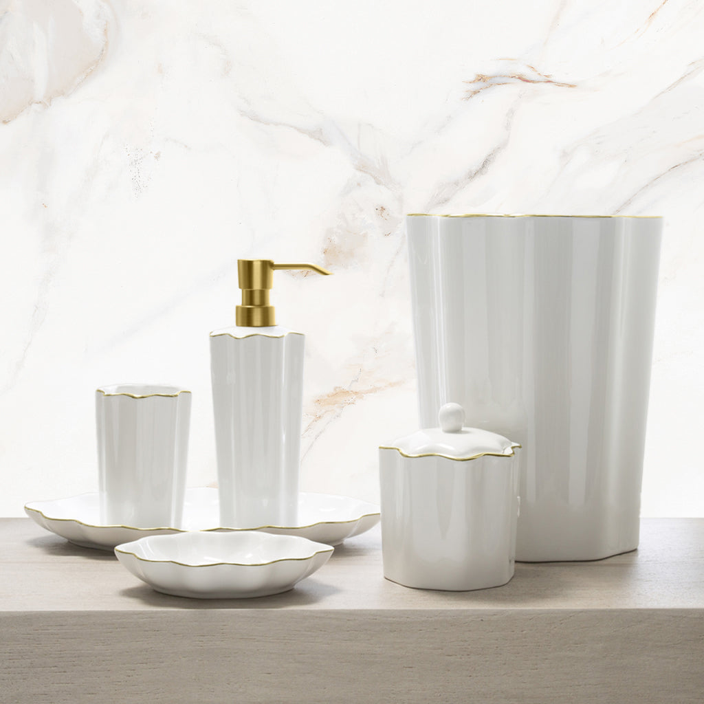 The Gold Scalloped Porcelain Bath Accessories