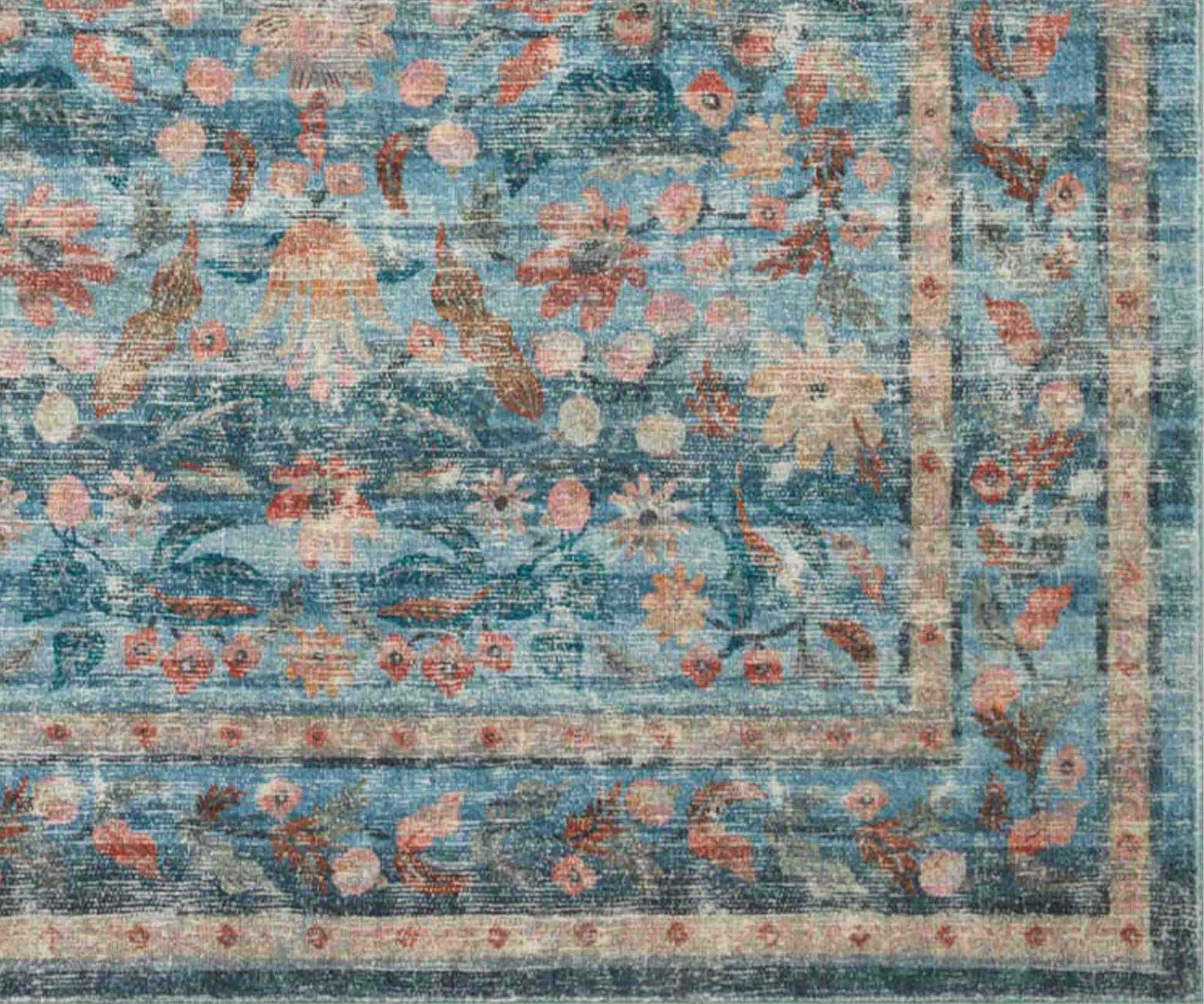 Courtyard Eve Printed Rug - Blue