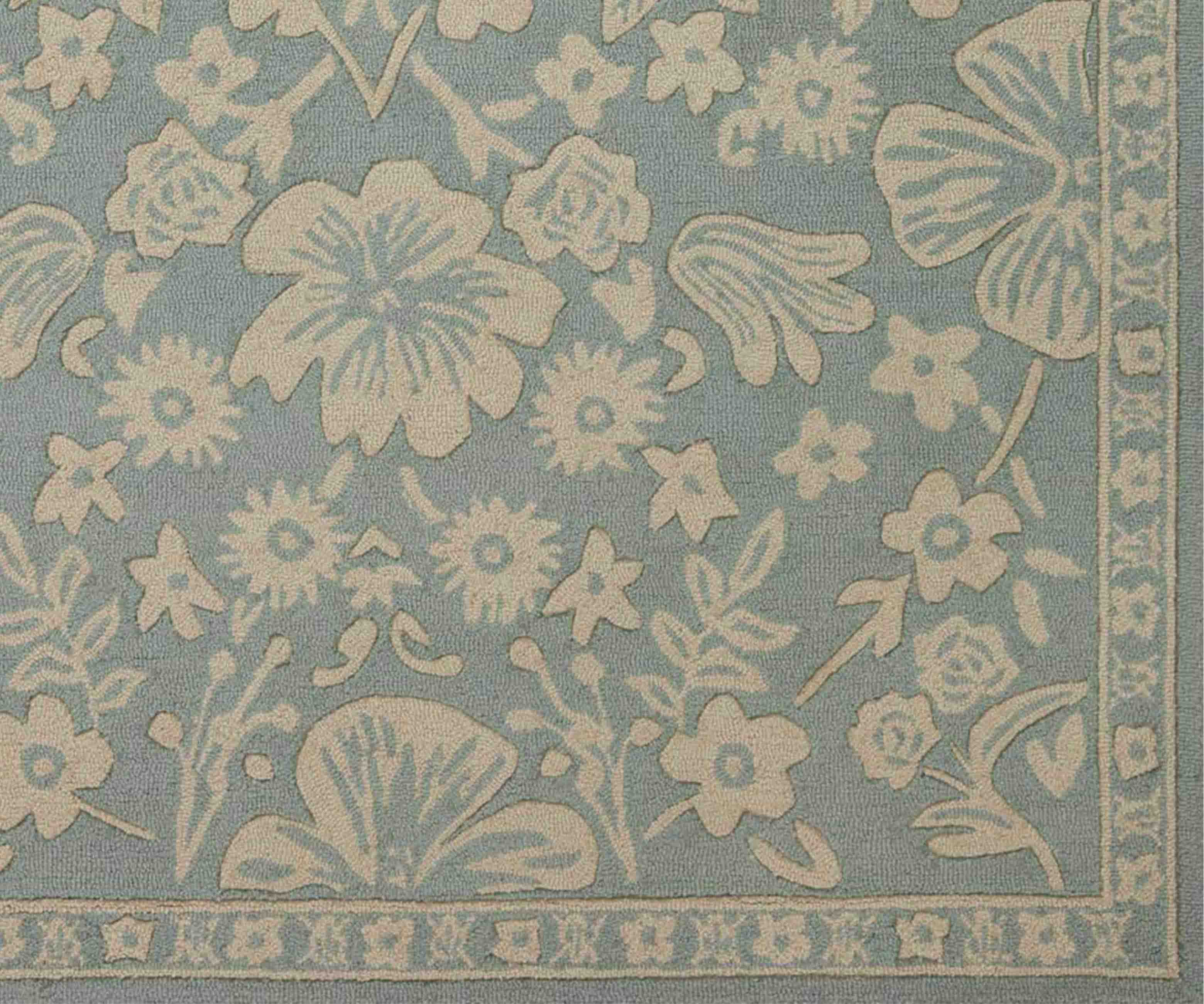 Arboretum Rose Garden Wool-Hooked Rug - Jade