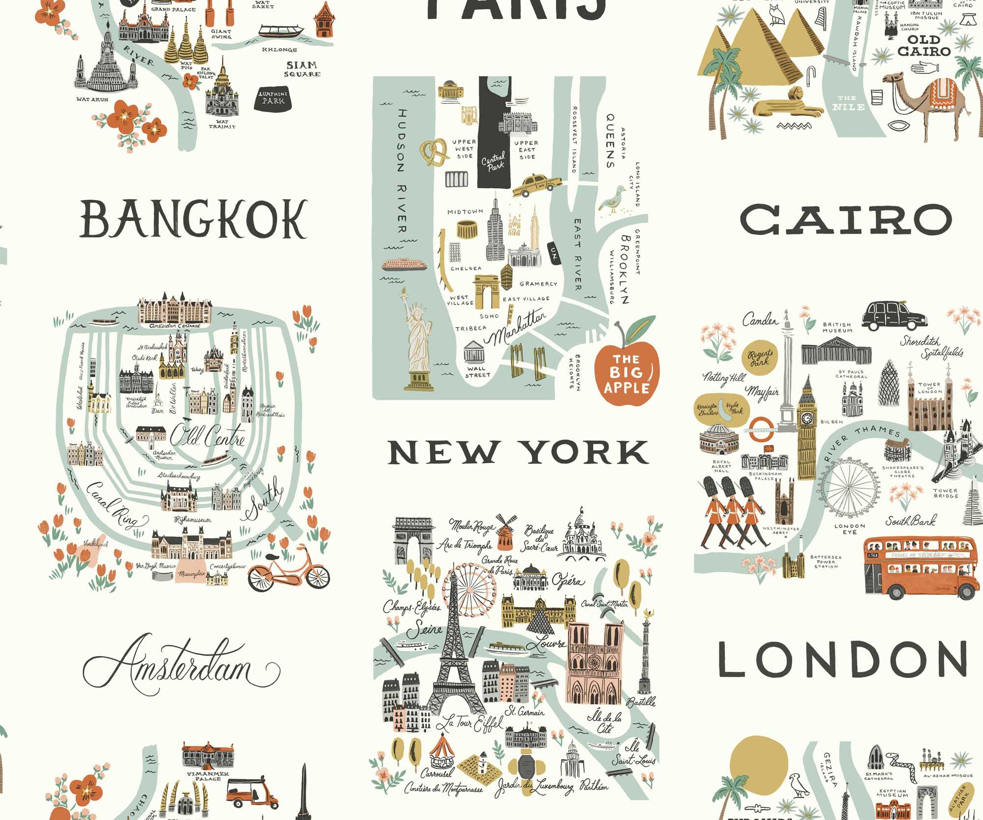 City Maps Peel & Stick Wallpaper - Mint