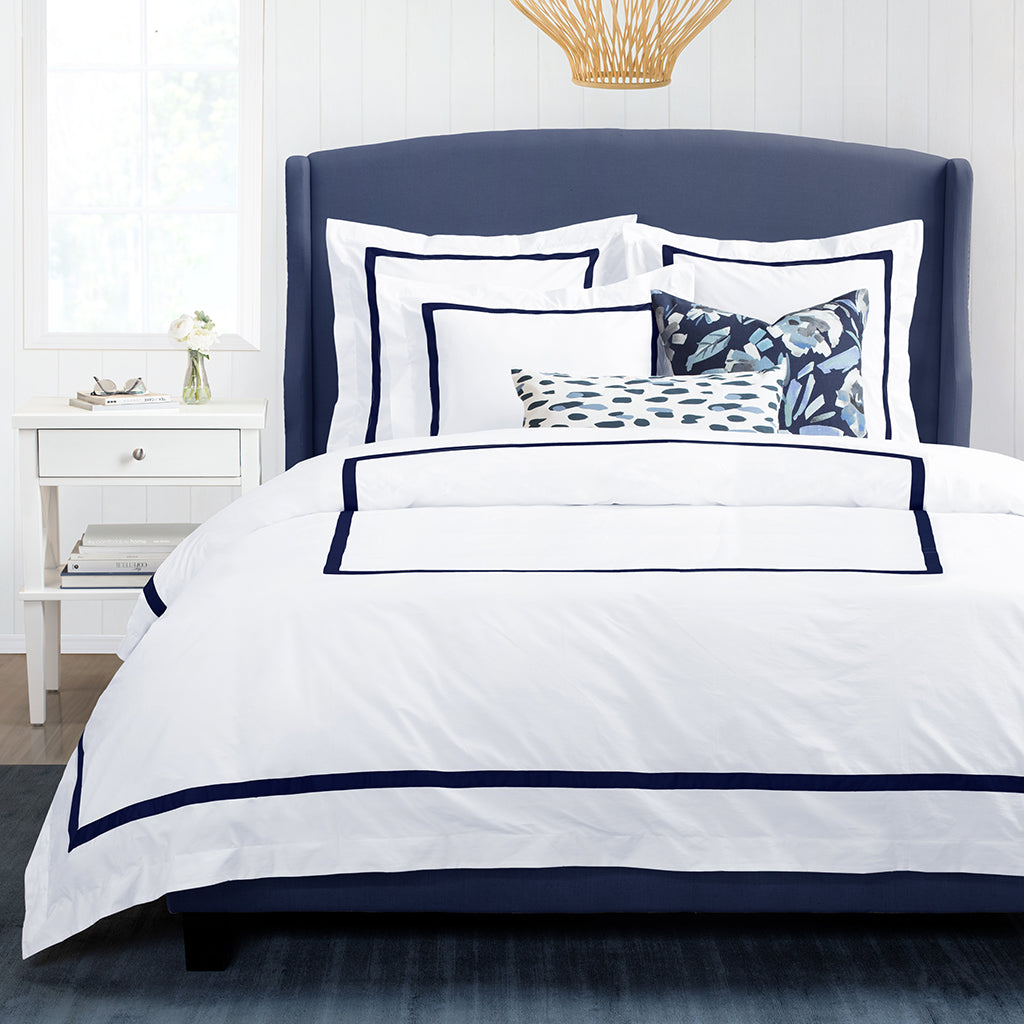 Bella Midnight Framed Percale Duvet Cover