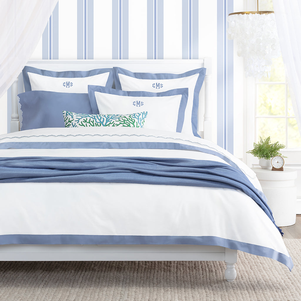 Coastal Blue Linden Border Euro Sham