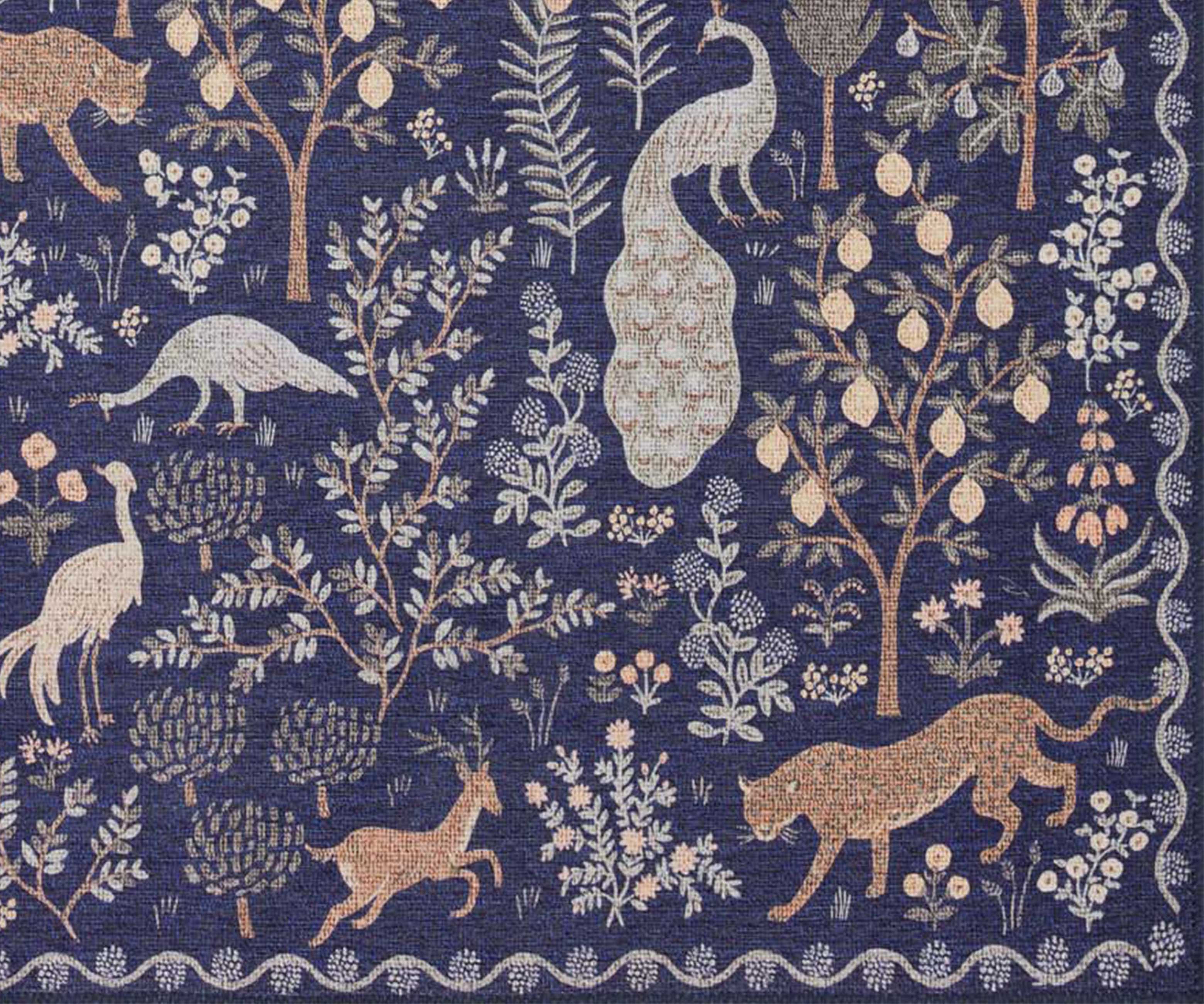 Menagerie Forest Printed Rug - Navy