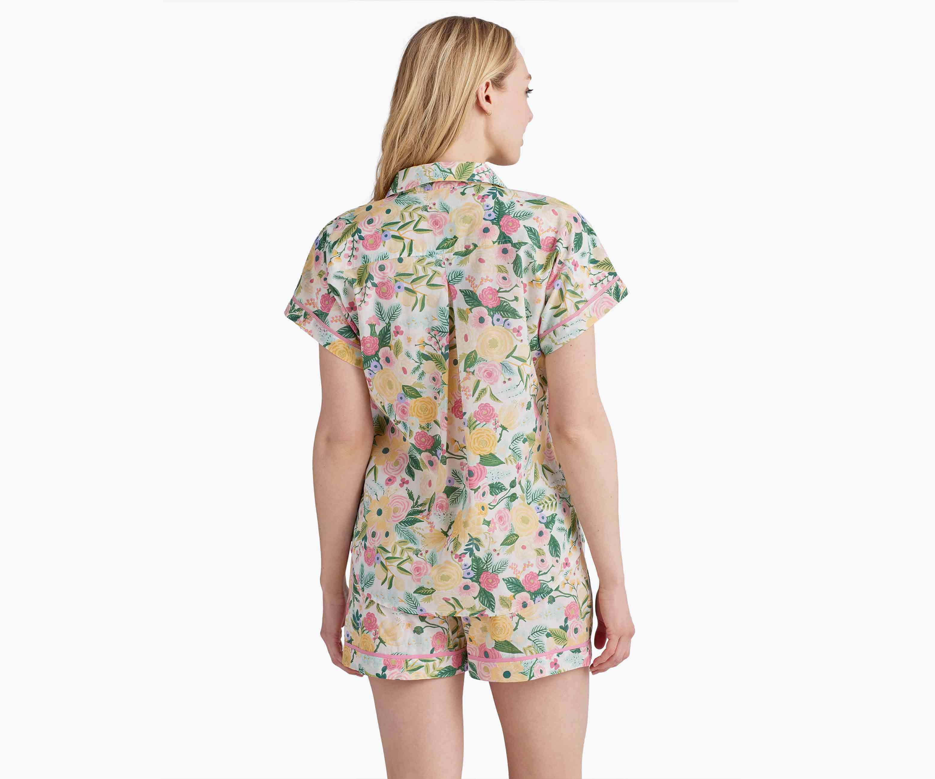 Voile Button Front Short Set - Garden Party