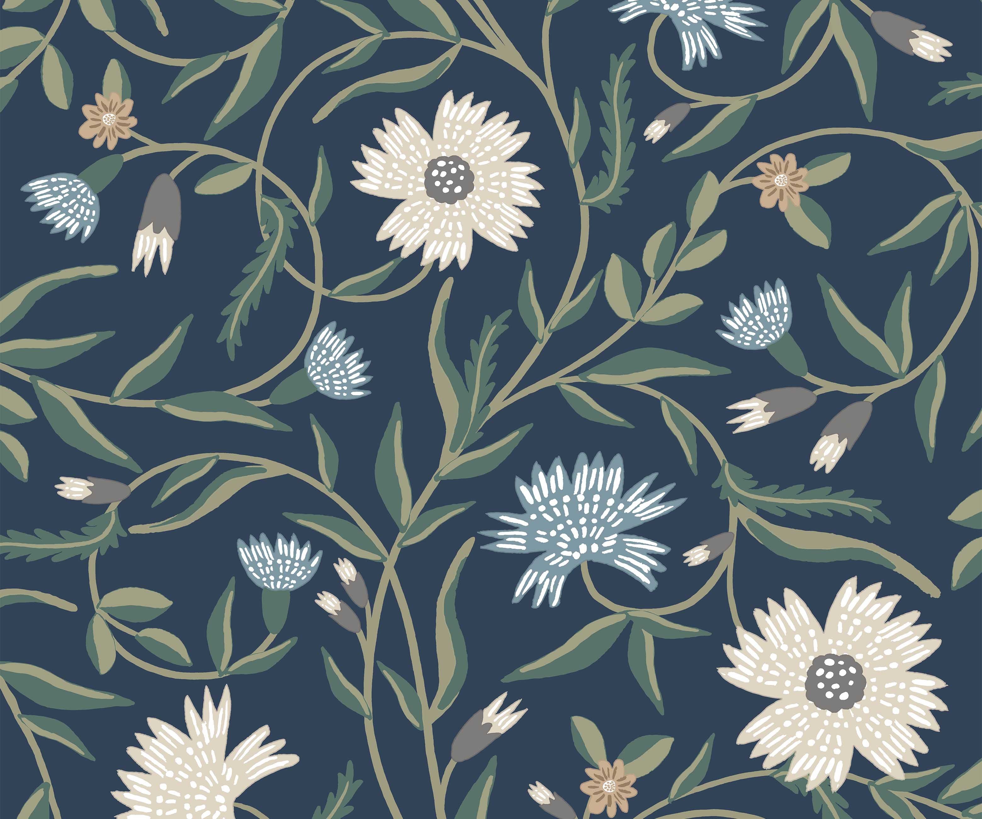 Aster Wallpaper - Navy