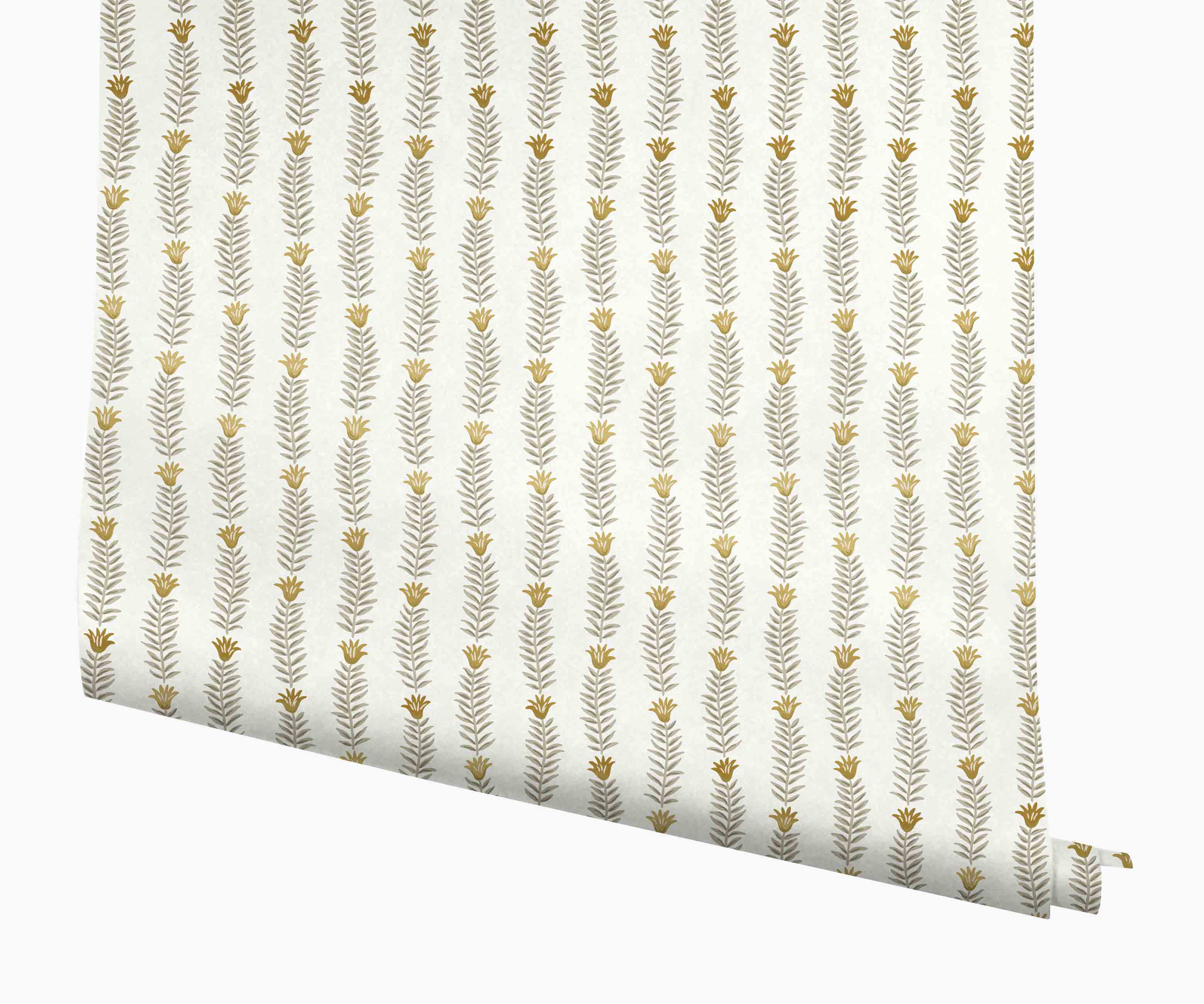 Eden Wallpaper - White & Metallic Gold