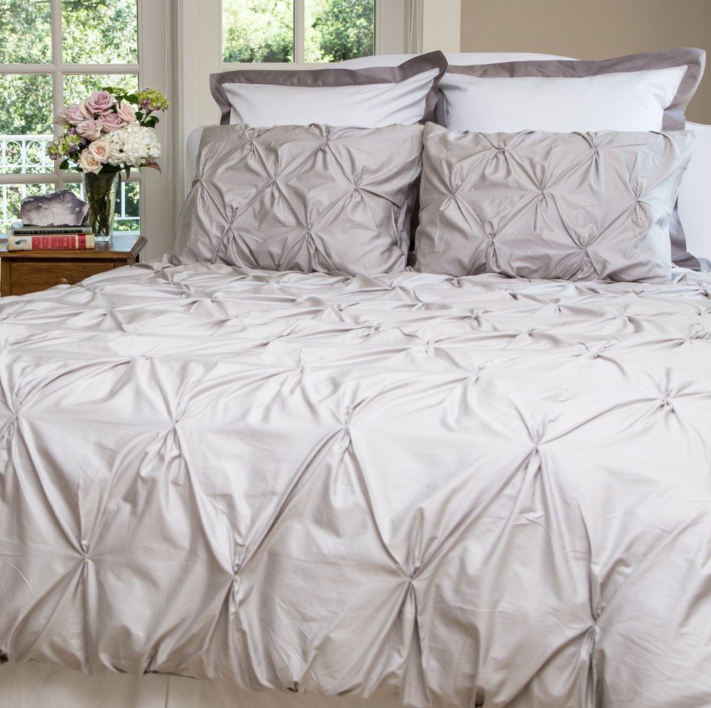 Dove Grey Valencia Pintuck Duvet Cover