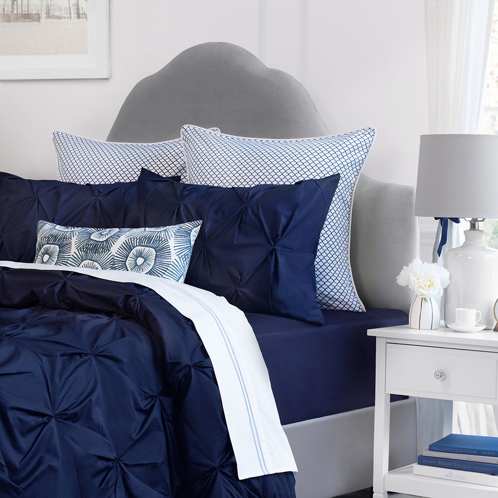 Navy Blue Valencia Pintuck Duvet Cover