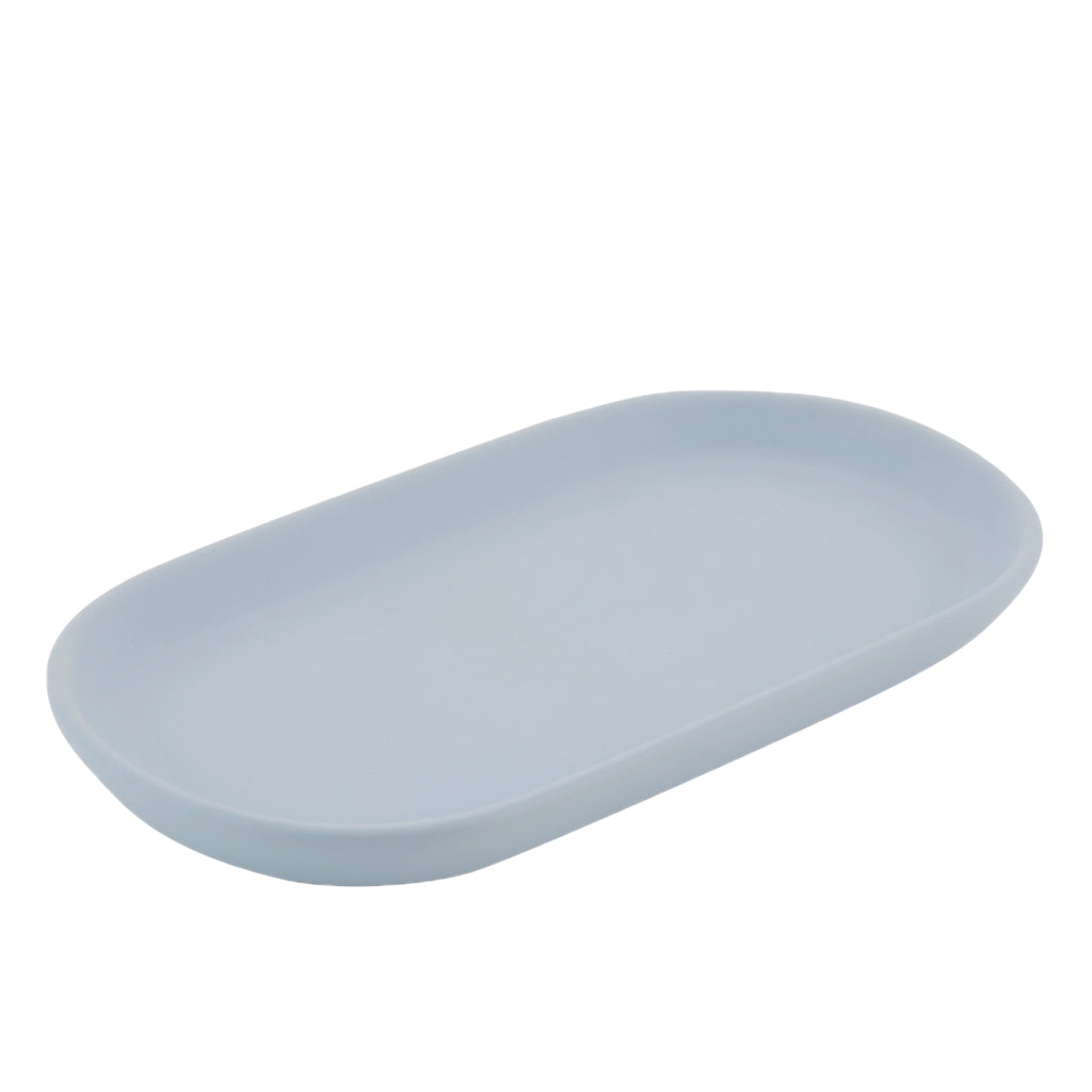 Modern Matte Blue Ceramic Bath Accessories, Tray