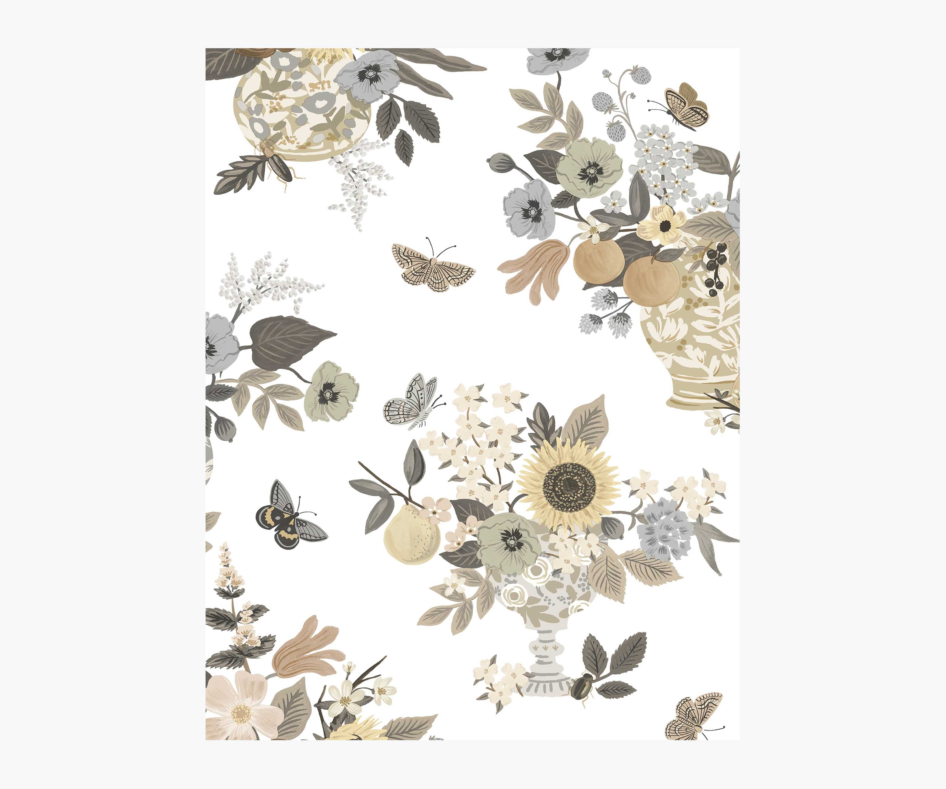 Flower Studies Wallpaper Sample - Linen