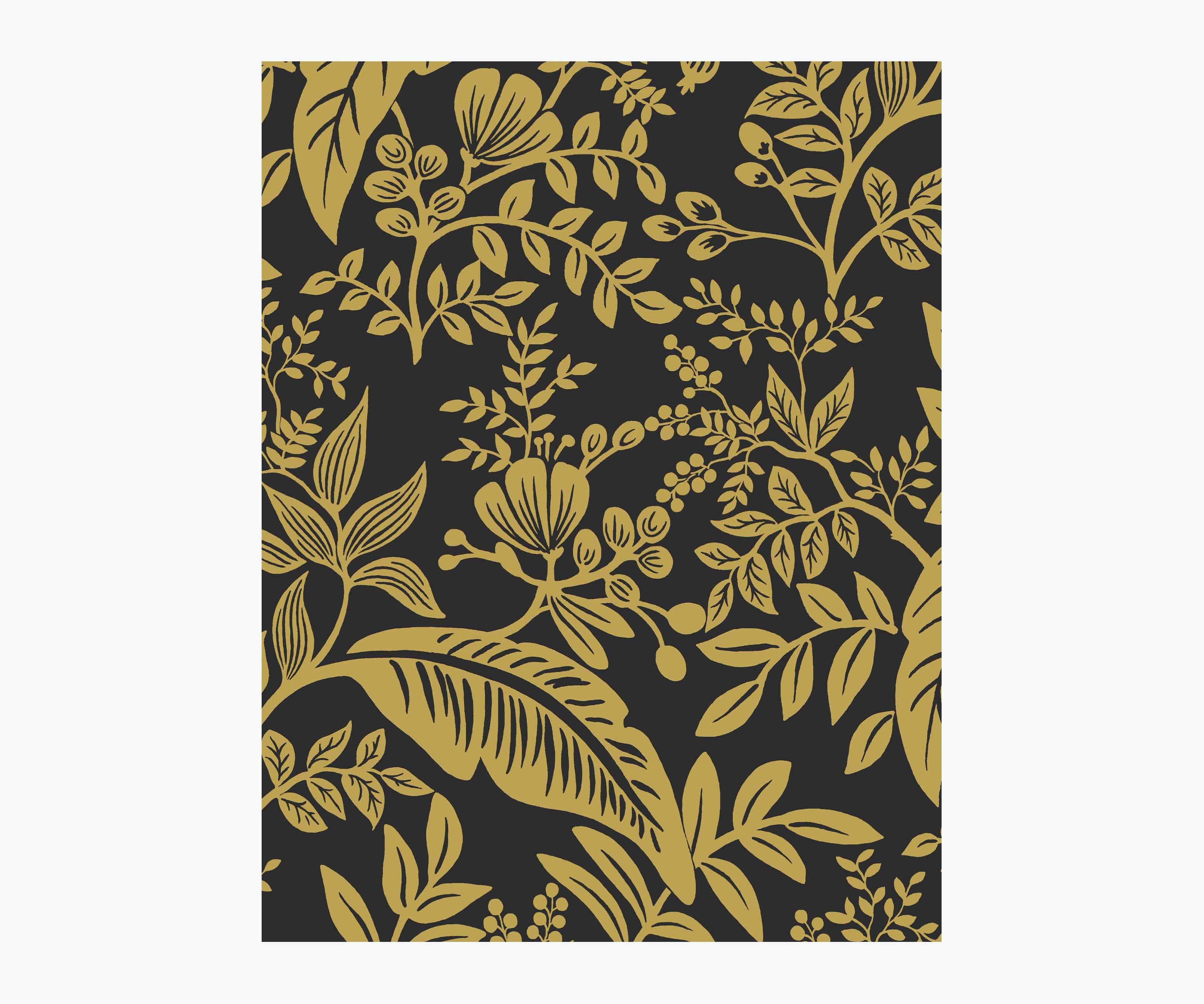 Canopy Wallpaper Sample - Metallic Gold & Black