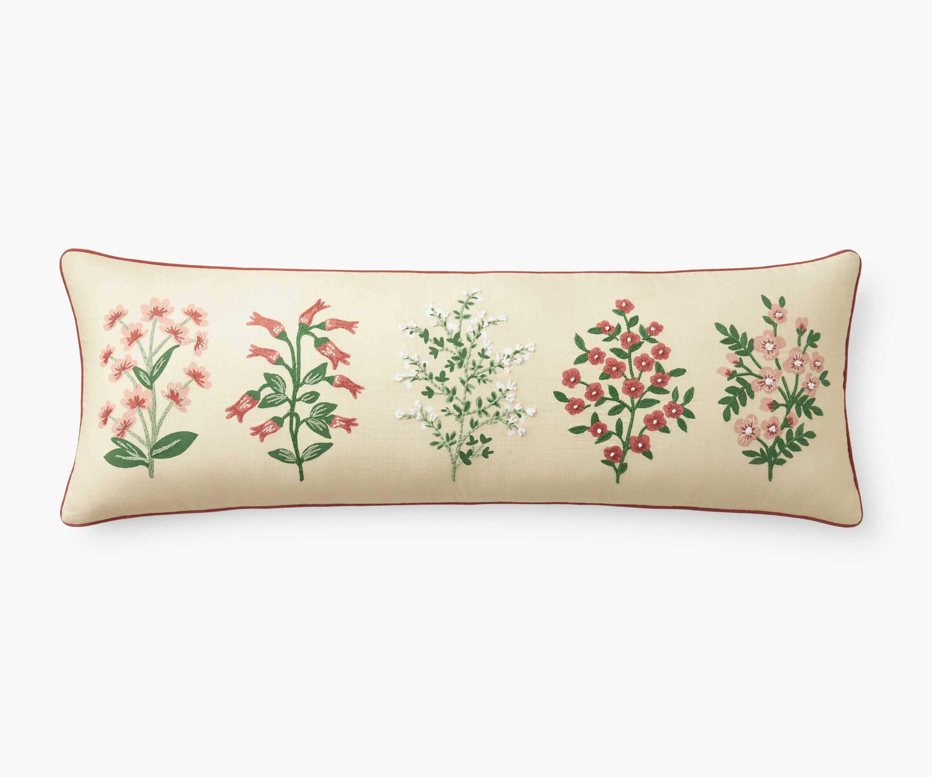 Embroidered Lumbar Pillow Cover - Hawthorne