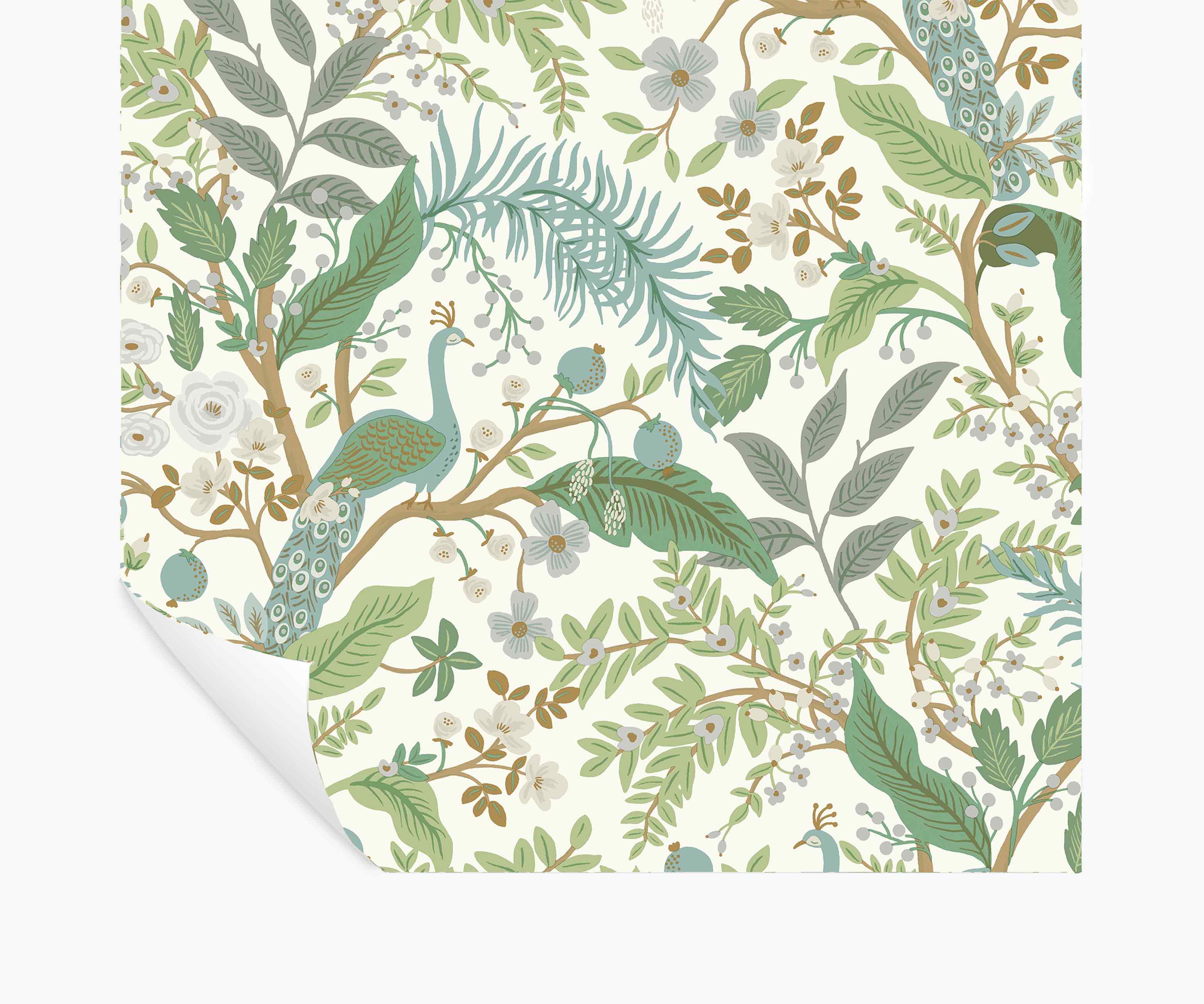 Peacock Garden Peel & Stick Wallpaper - White