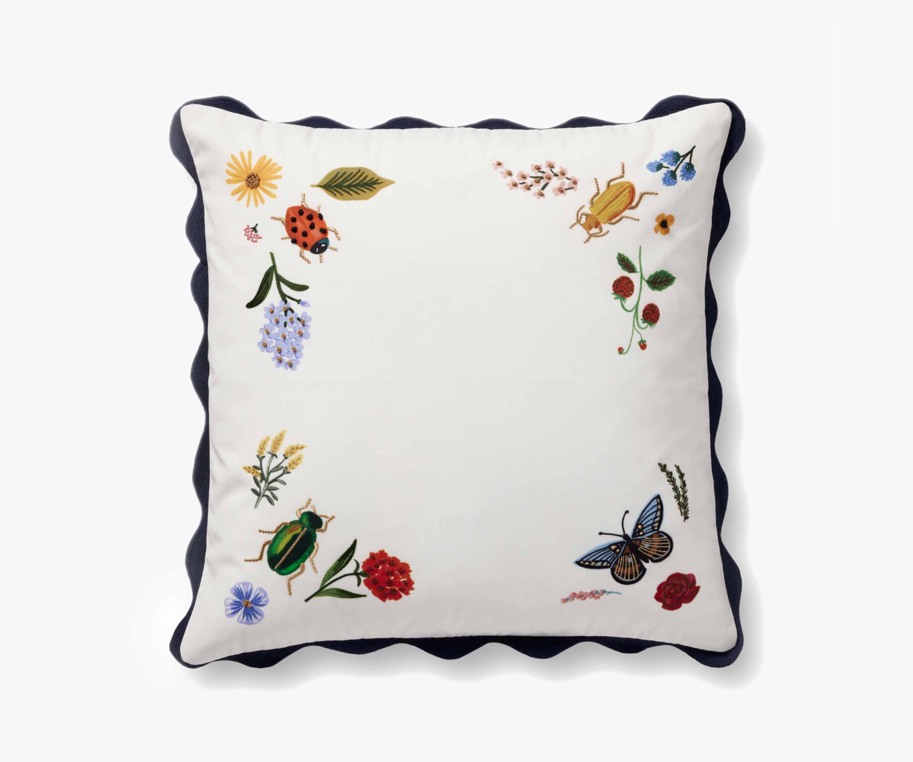 Curio Vignette Embroidered Pillow - White