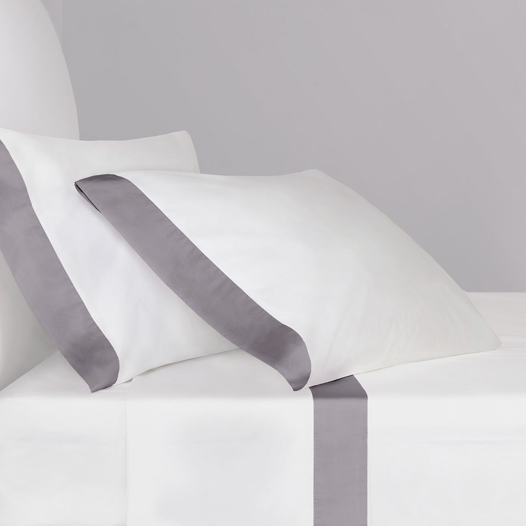 English Grey Border Pillowcase Pair