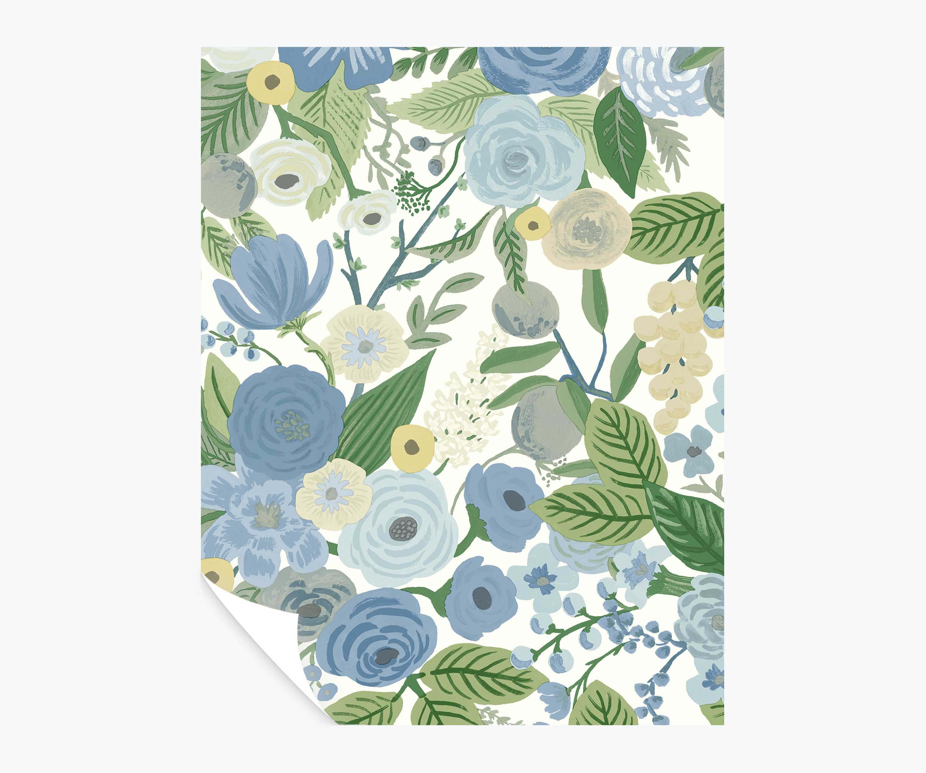 Garden Party Peel & Stick Wallpaper Sample - Blue & Green