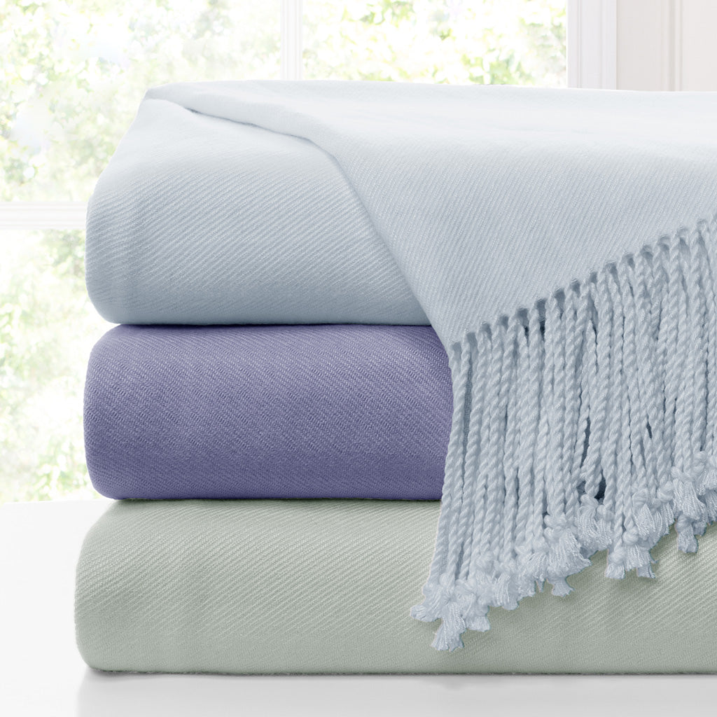 The Light Blue Fringed Throw Blanket