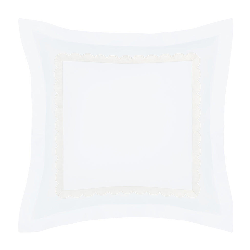 Camellia Ivory Scalloped Percale Euro Sham