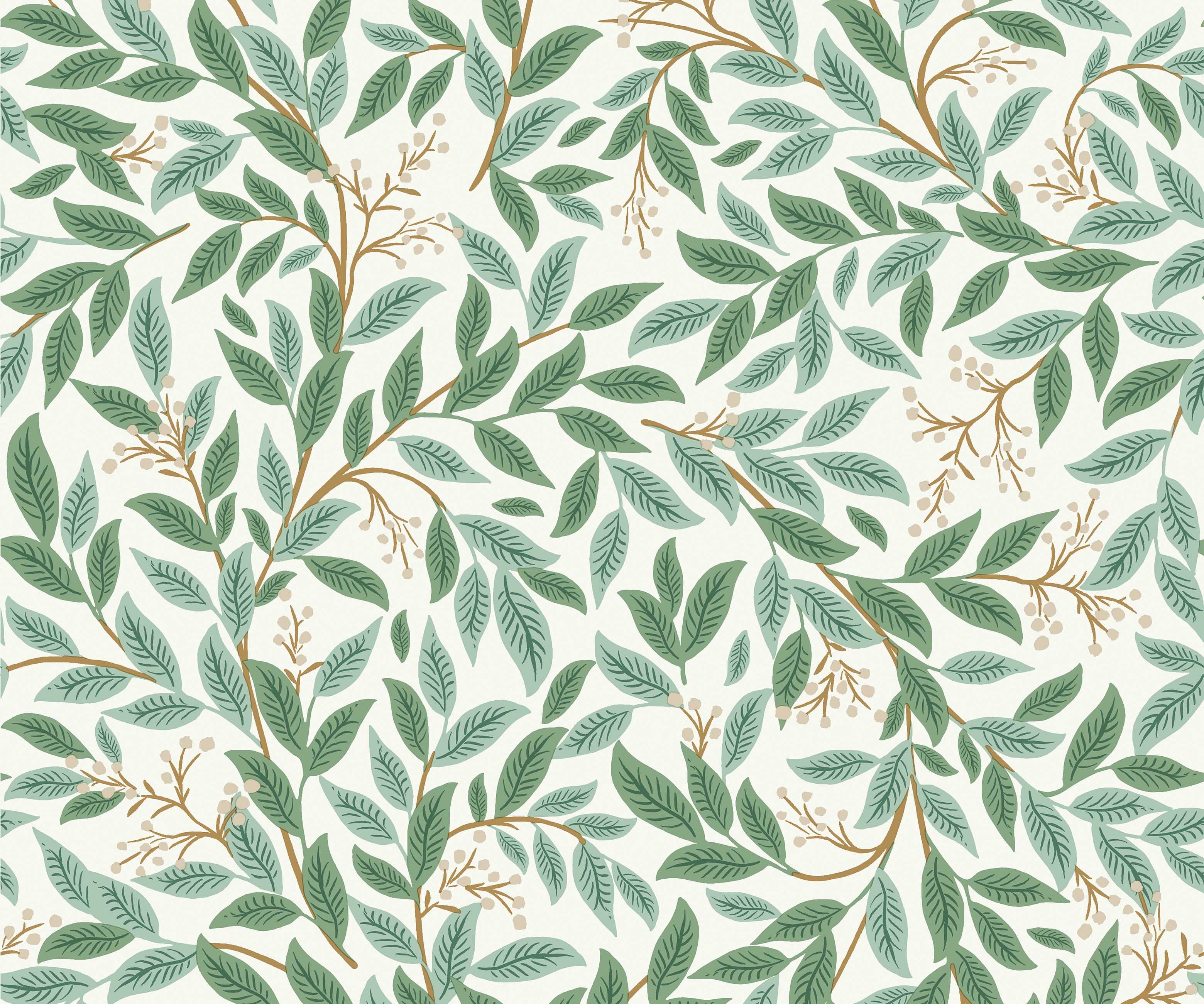 Willowberry Wallpaper - Emerald & White