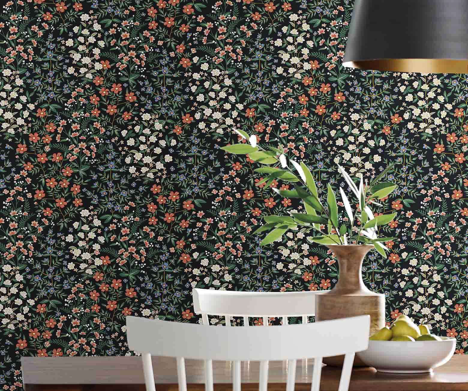 Wildwood Garden Wallpaper Sample - Black