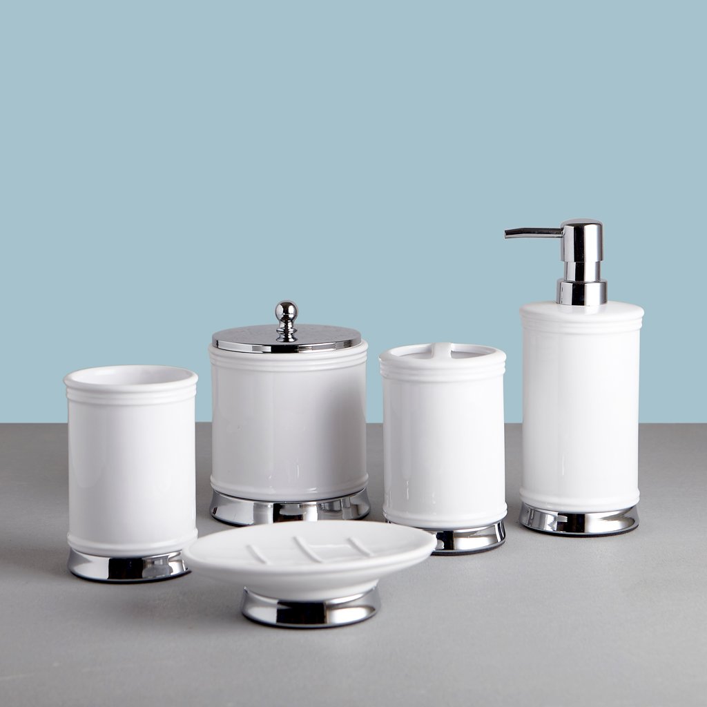 Classic White Chrome Bath Accessories, Toothbrush Holder