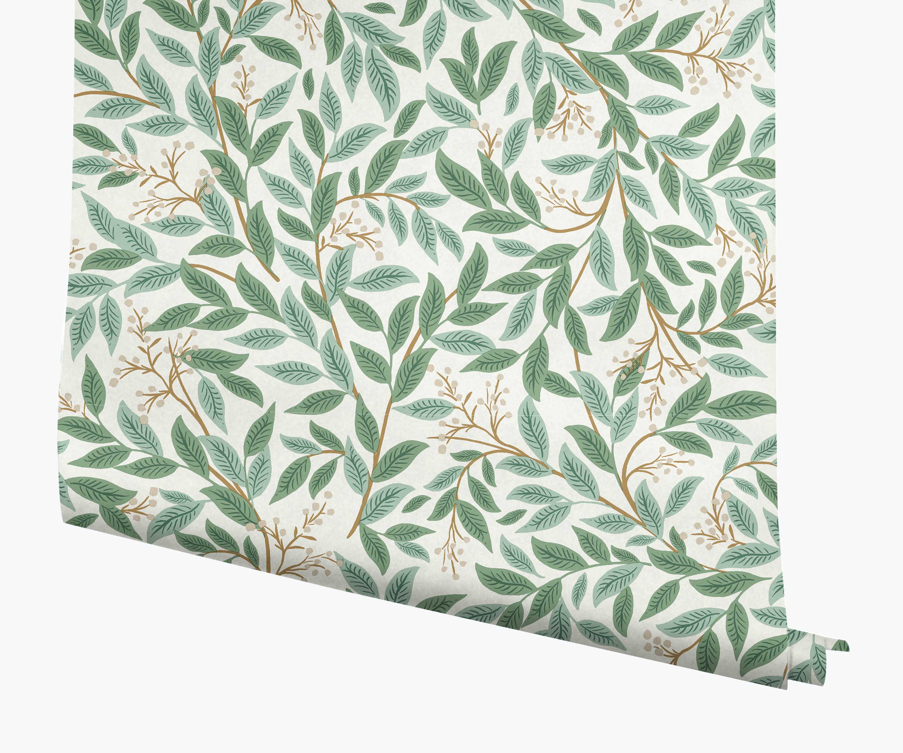 Willowberry Wallpaper - Emerald & White