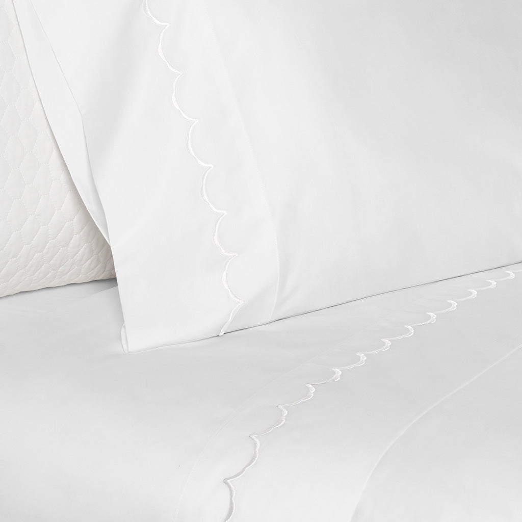 White Wavelet Embroidered Flat Sheet