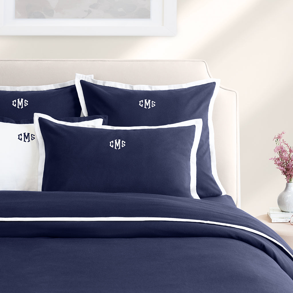 Navy Hudson Flannel Sham Pair