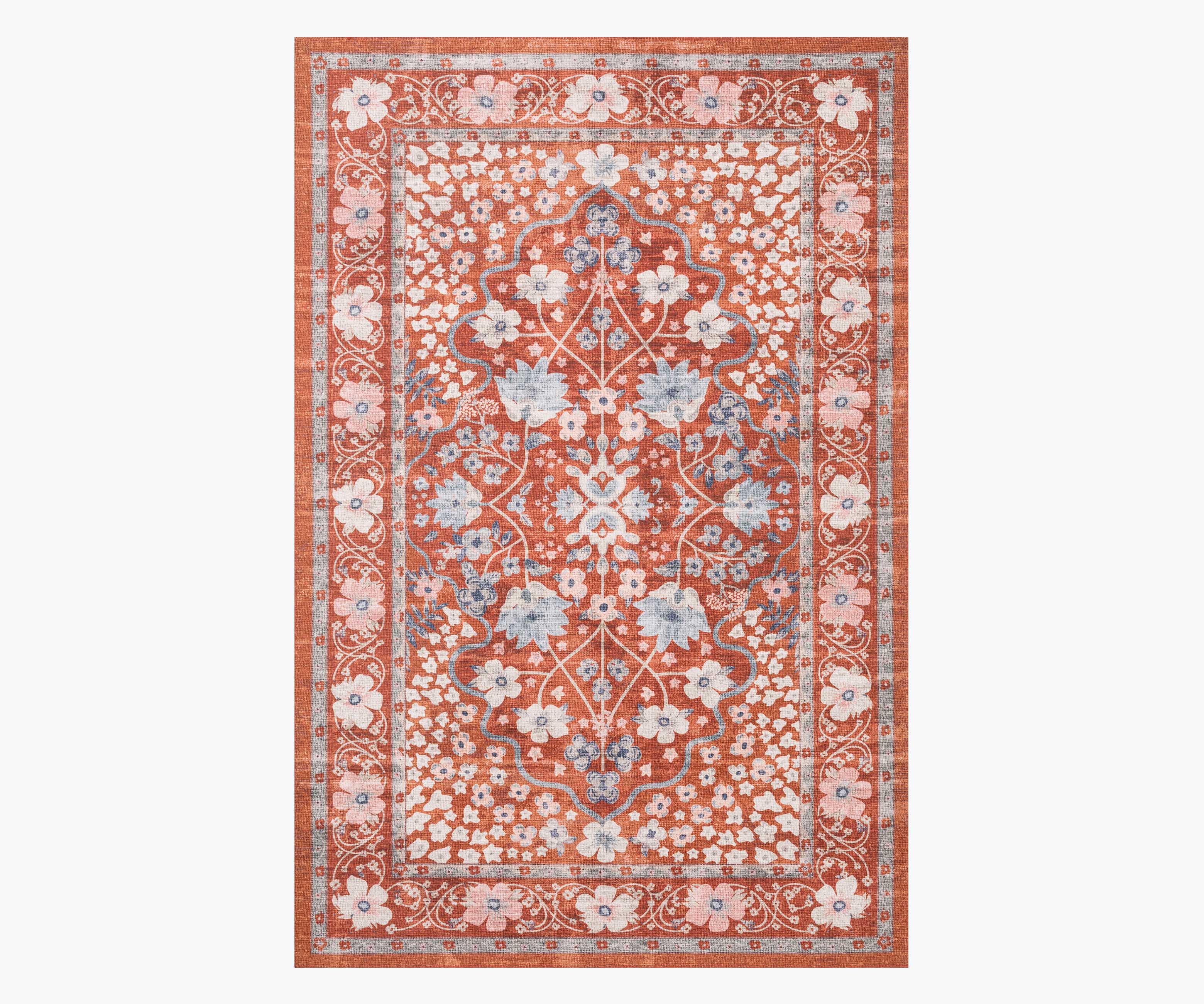 Palais Meadow Printed Rug - Crimson