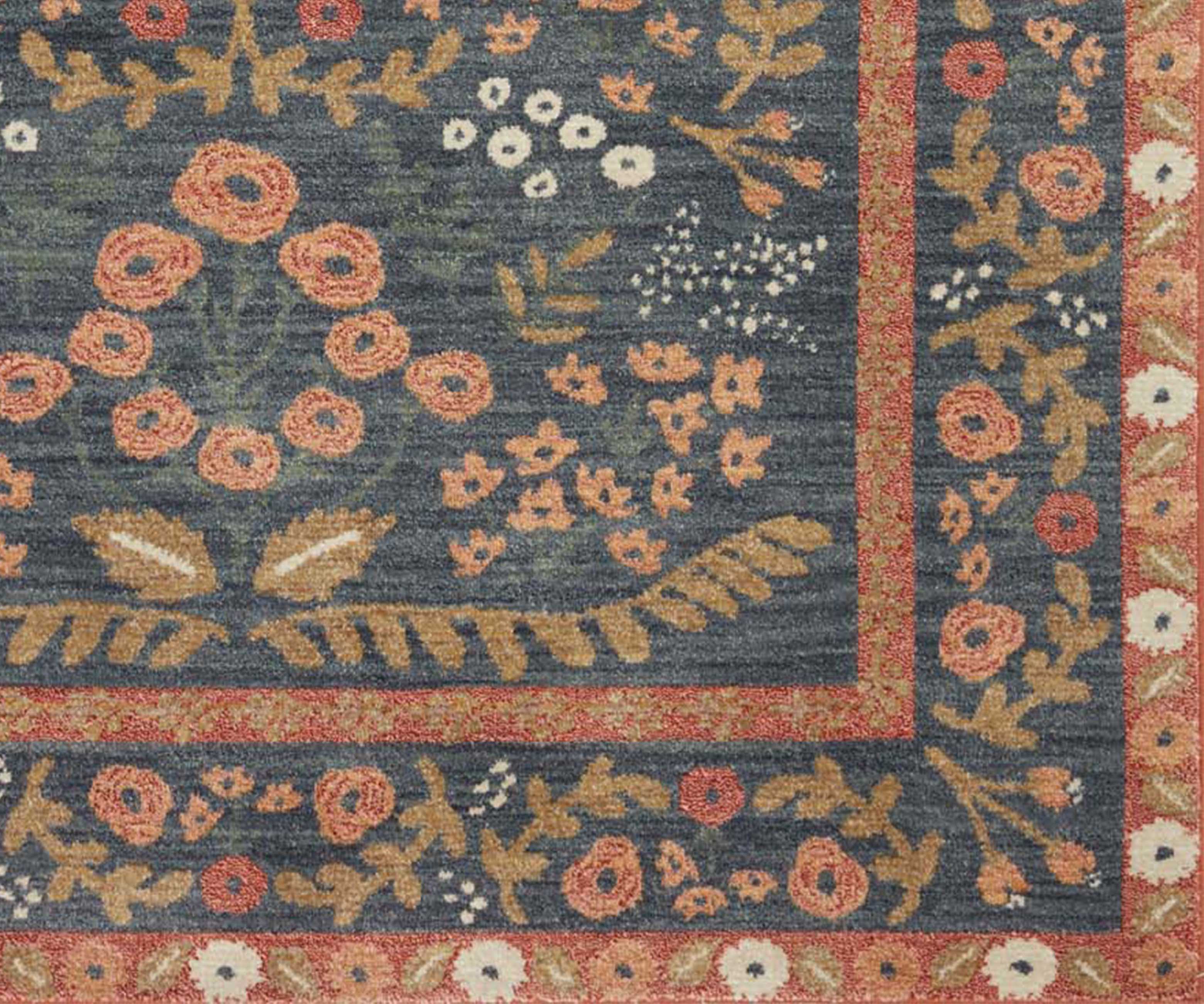 Fiore Florence Power Loomed Rug - Navy & Rust