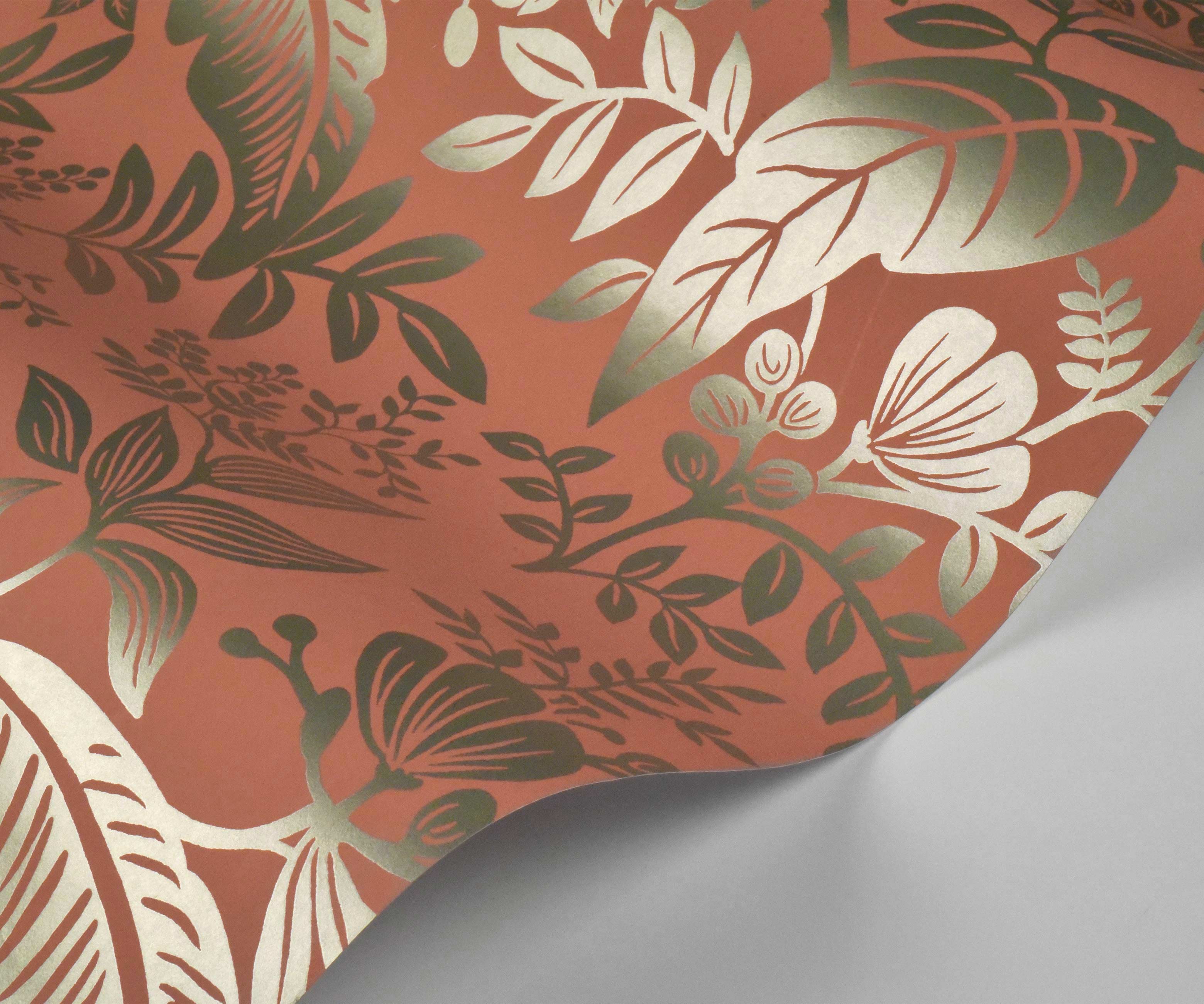 Canopy Wallpaper - Rose & Metallic Silver