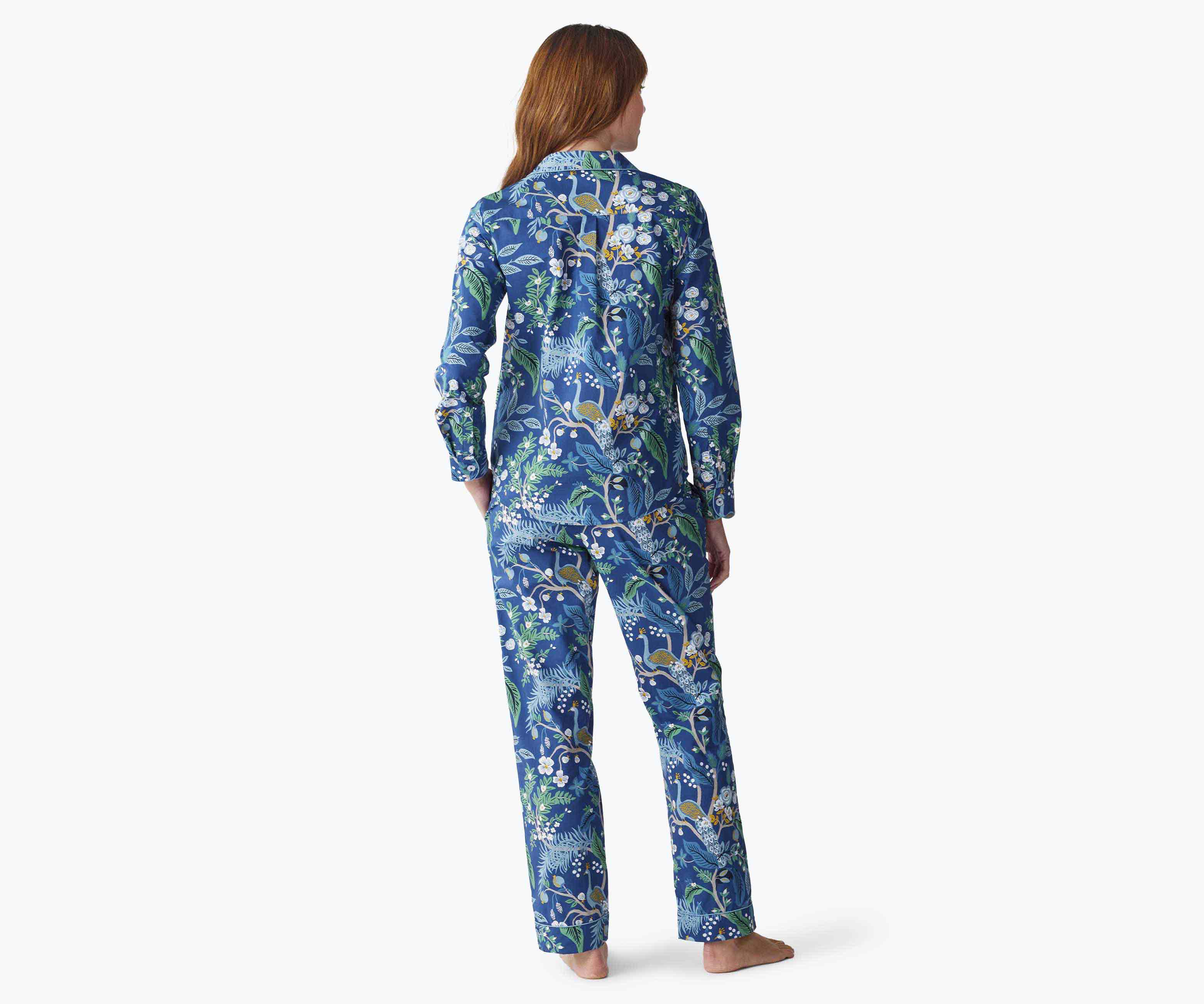 Poplin Button Front Long Set - Peacock