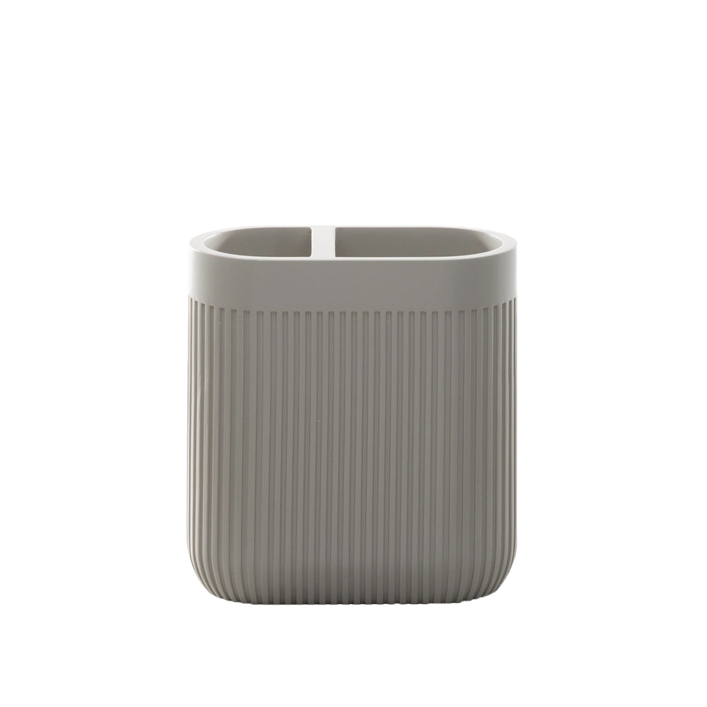 Modern Ribbed Taupe Bath Accessories, Toothbrush Holder