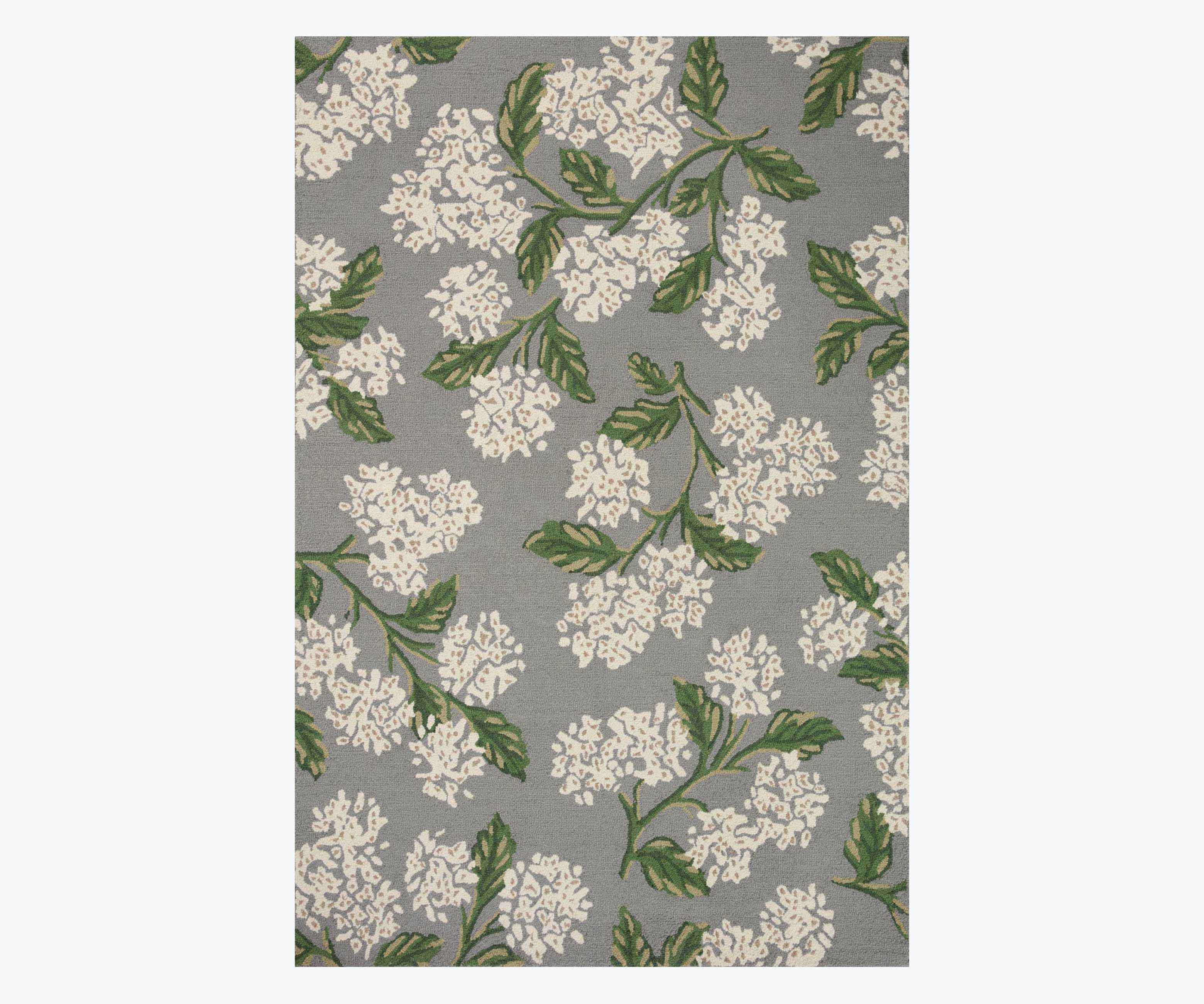 Joie Hydrangea Wool-Hooked Rug - Grey